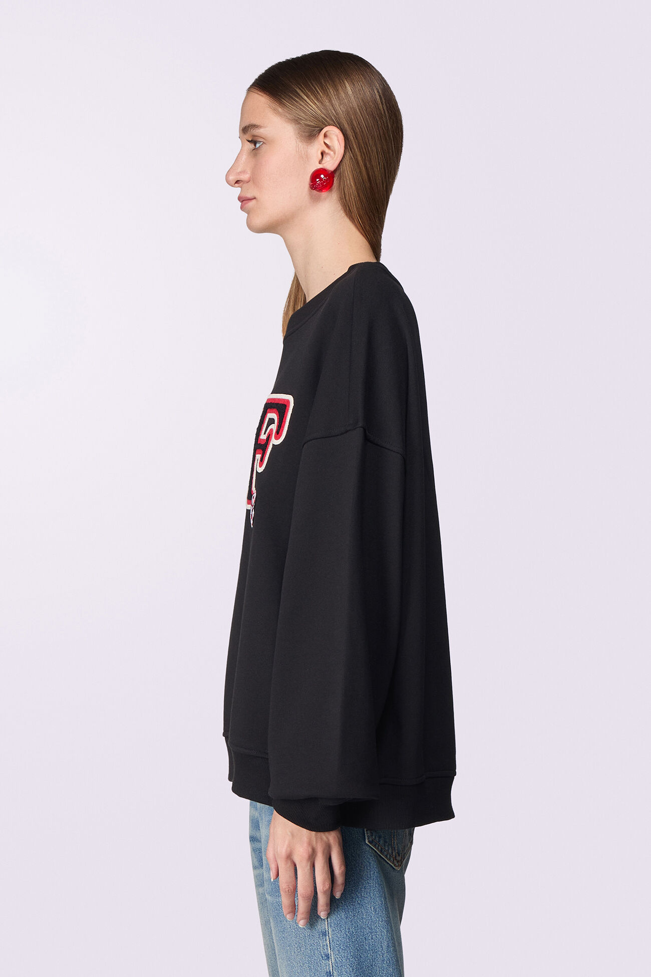Unisex Varsity Patch Sweatshirt Black