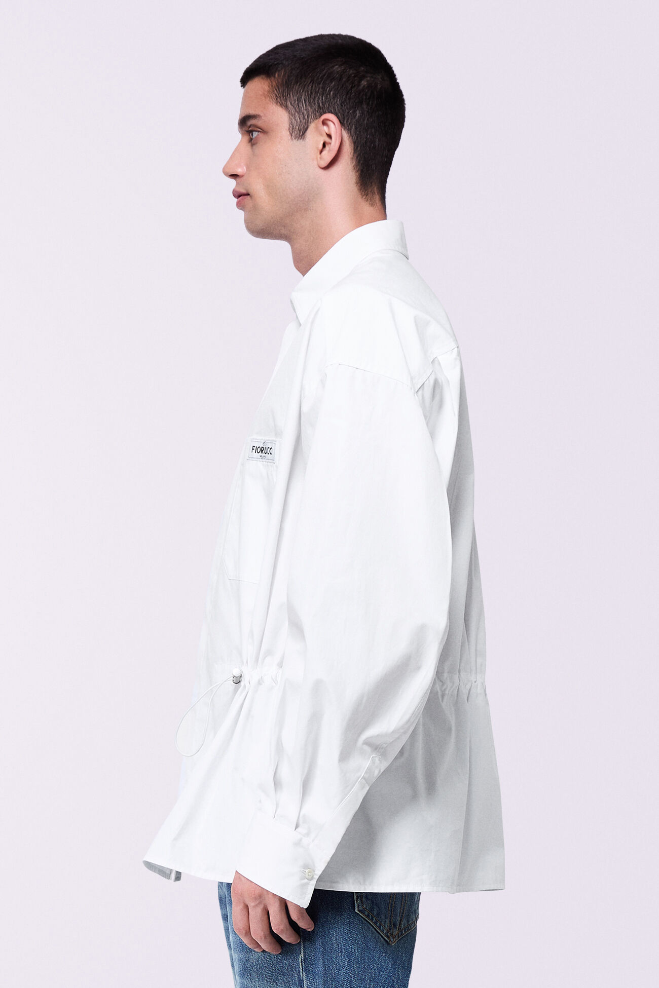 Unisex Label Patch Shirt White