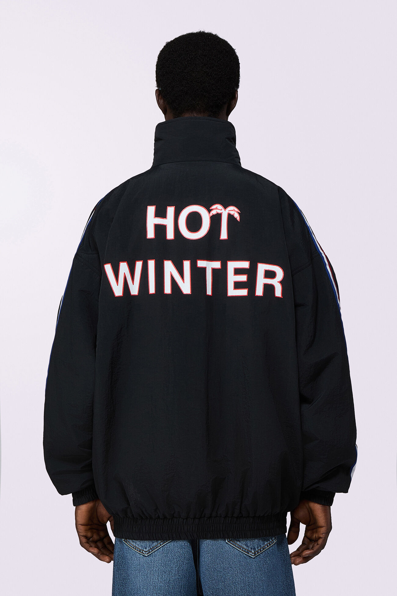 Hot Winter Tricolor Stripe Jacket Black