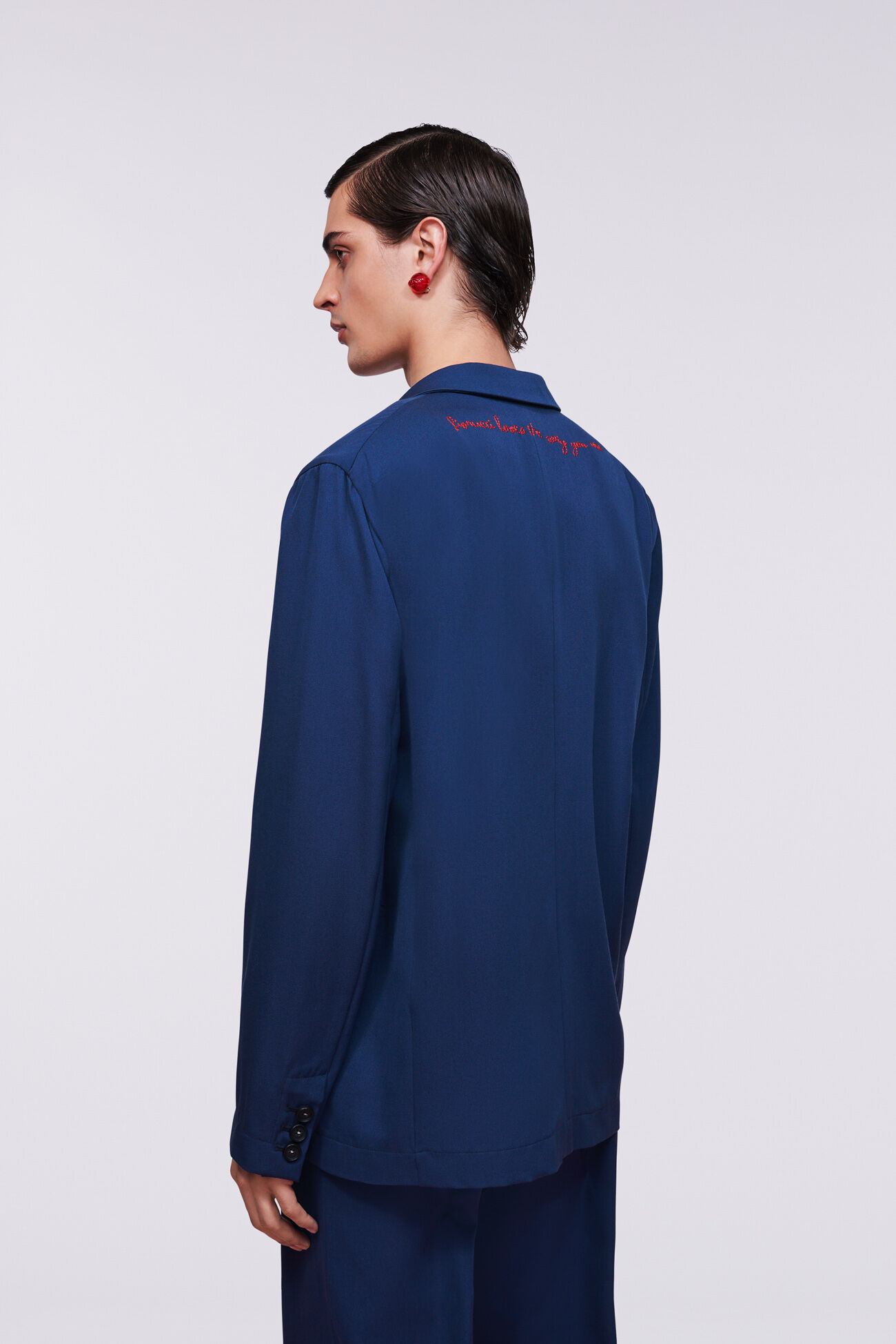 Double Breasted Patch Blazer Blue