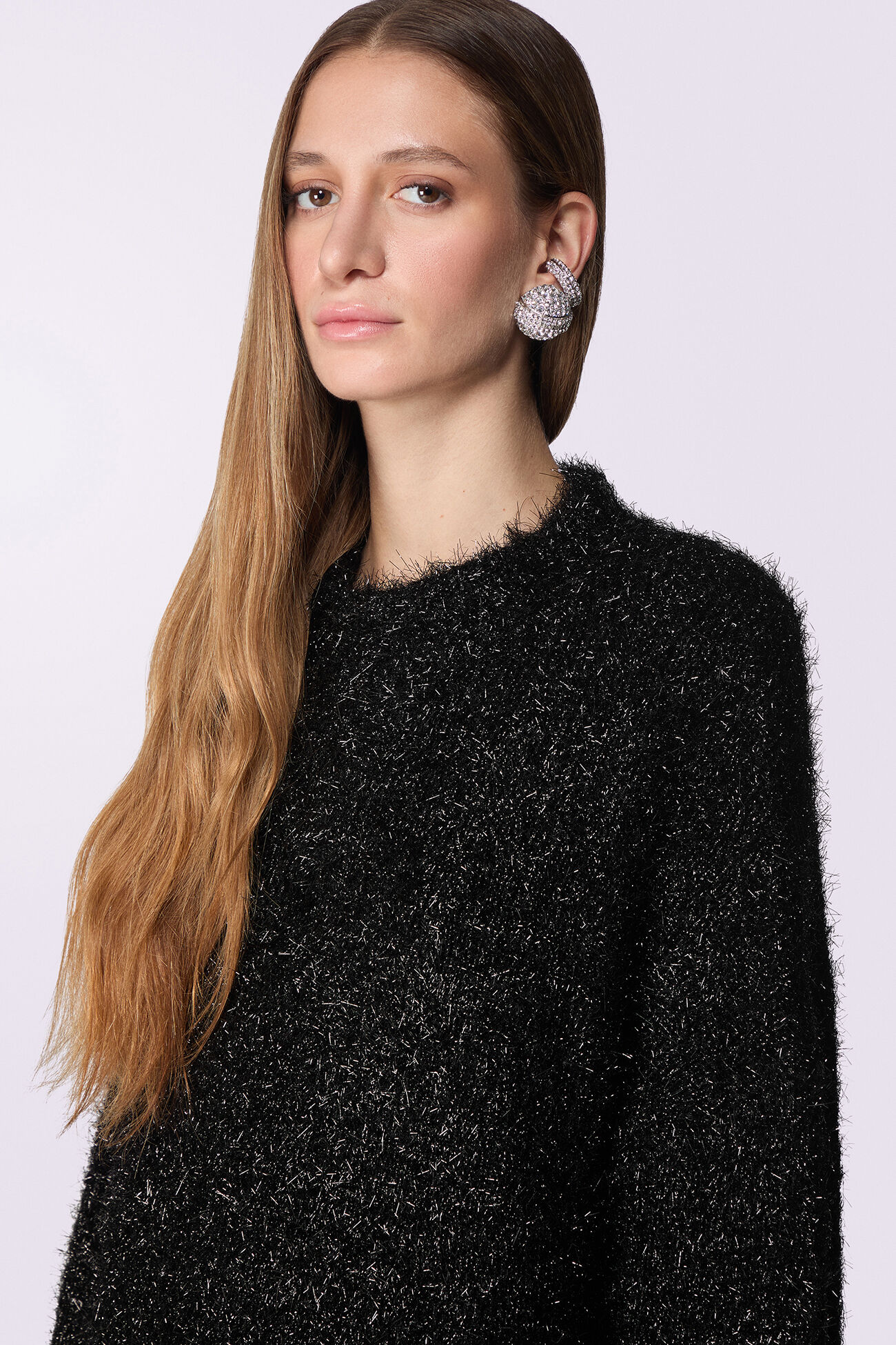 Unisex Metallic Knit Jumper Black