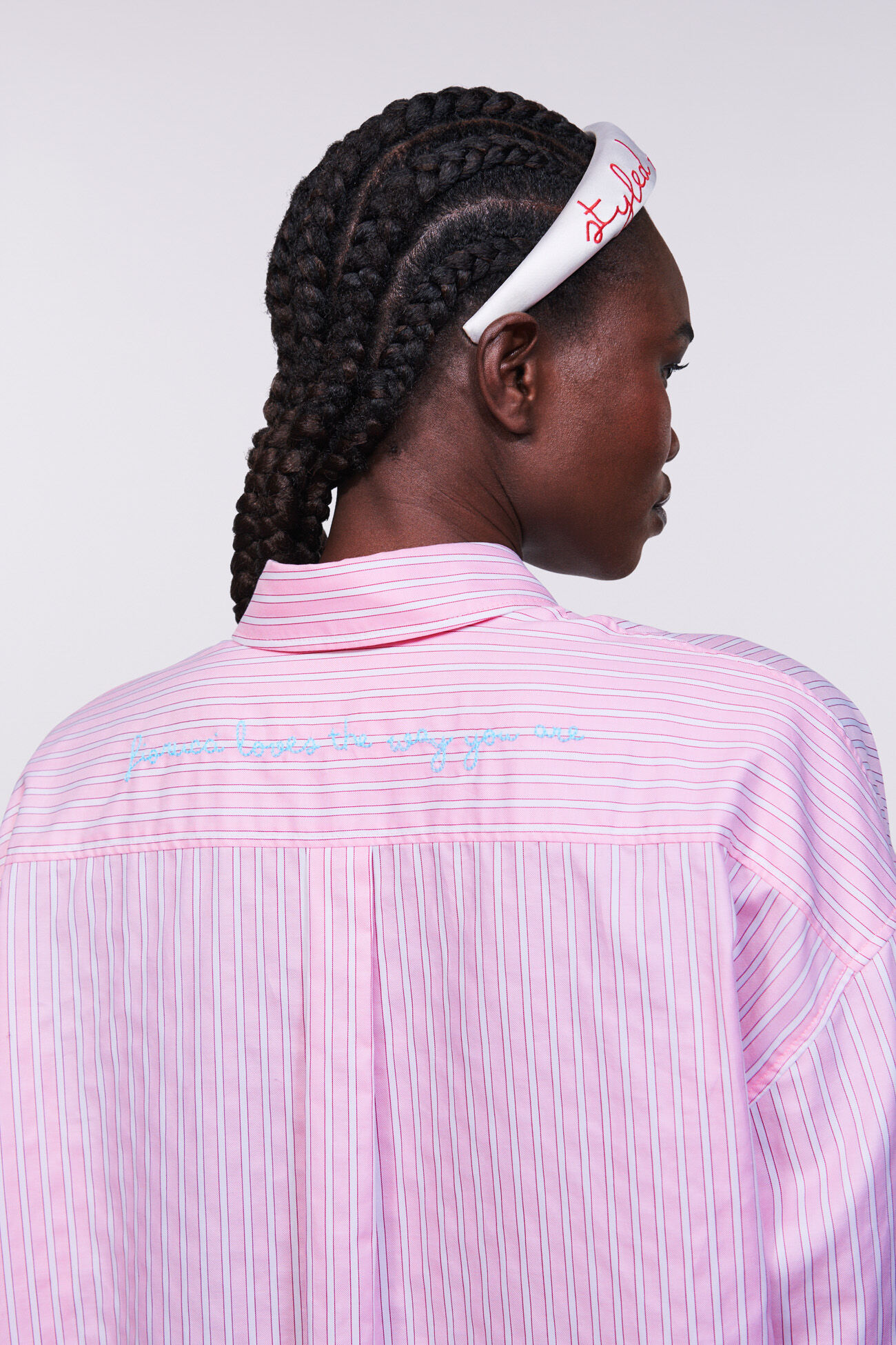 Stripe Midi Shirt Dress Pink