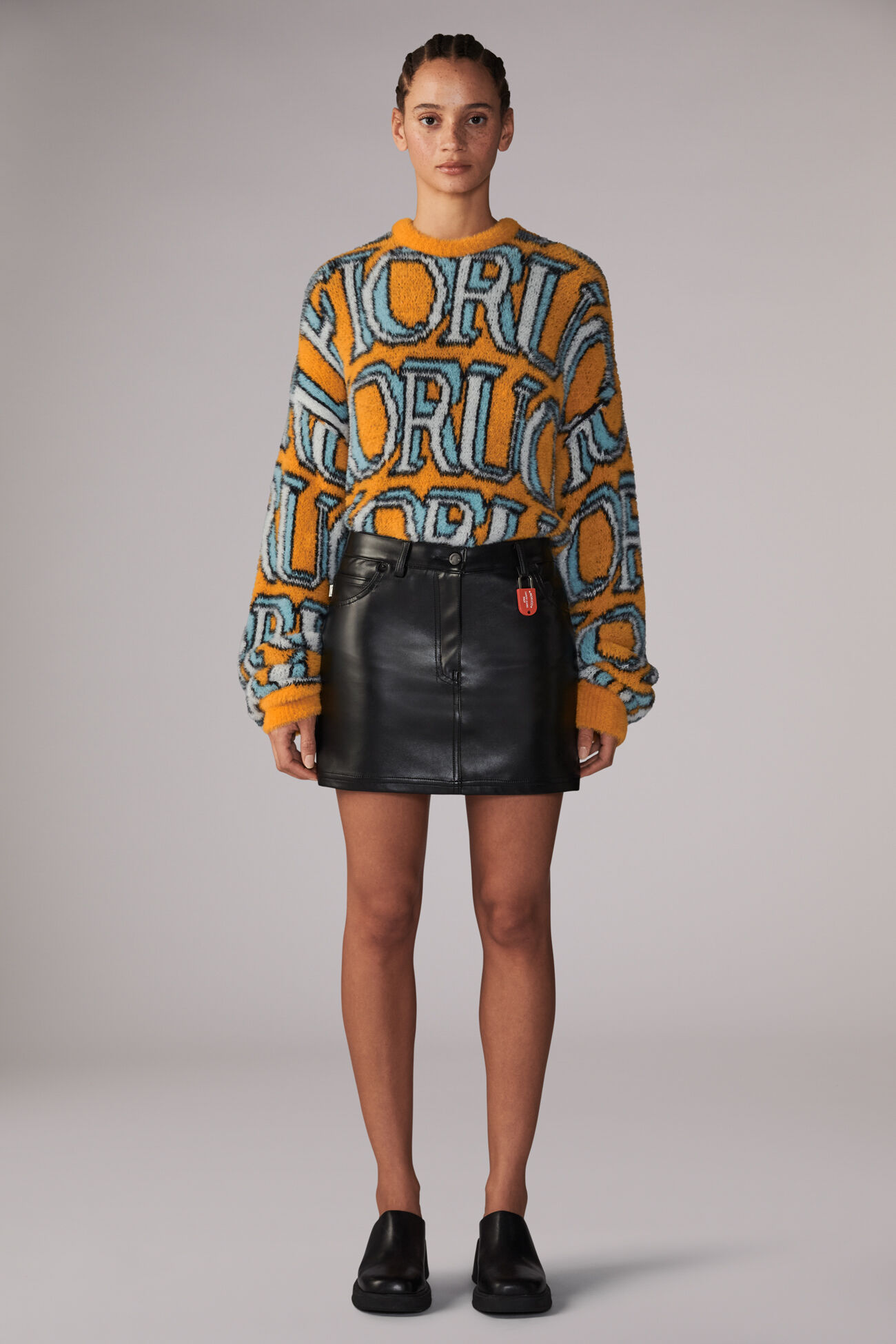 Unisex Monogram Logo Knit Jumper Orange