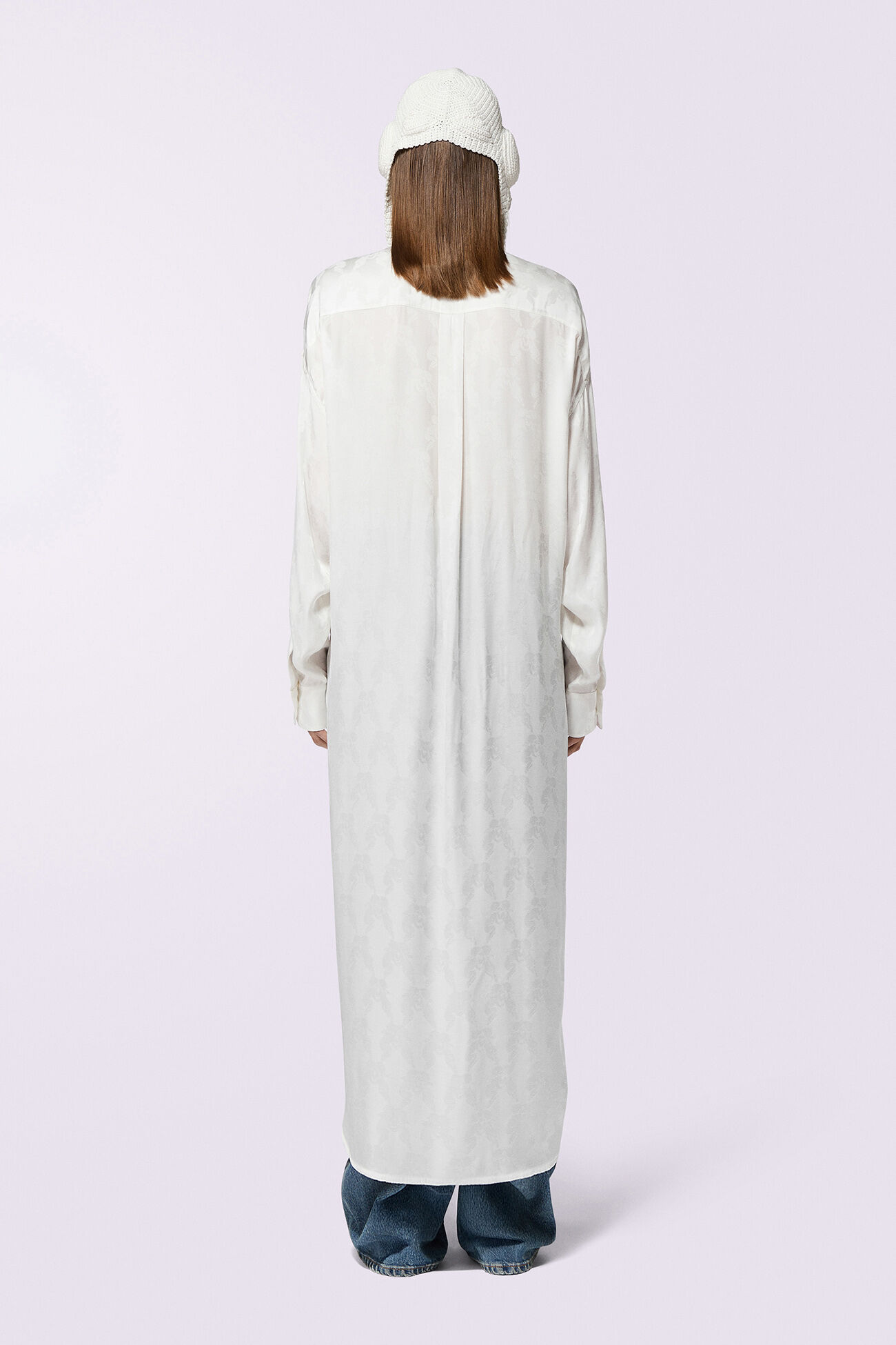 Kissing Angels Jacquard Shirt Dress White