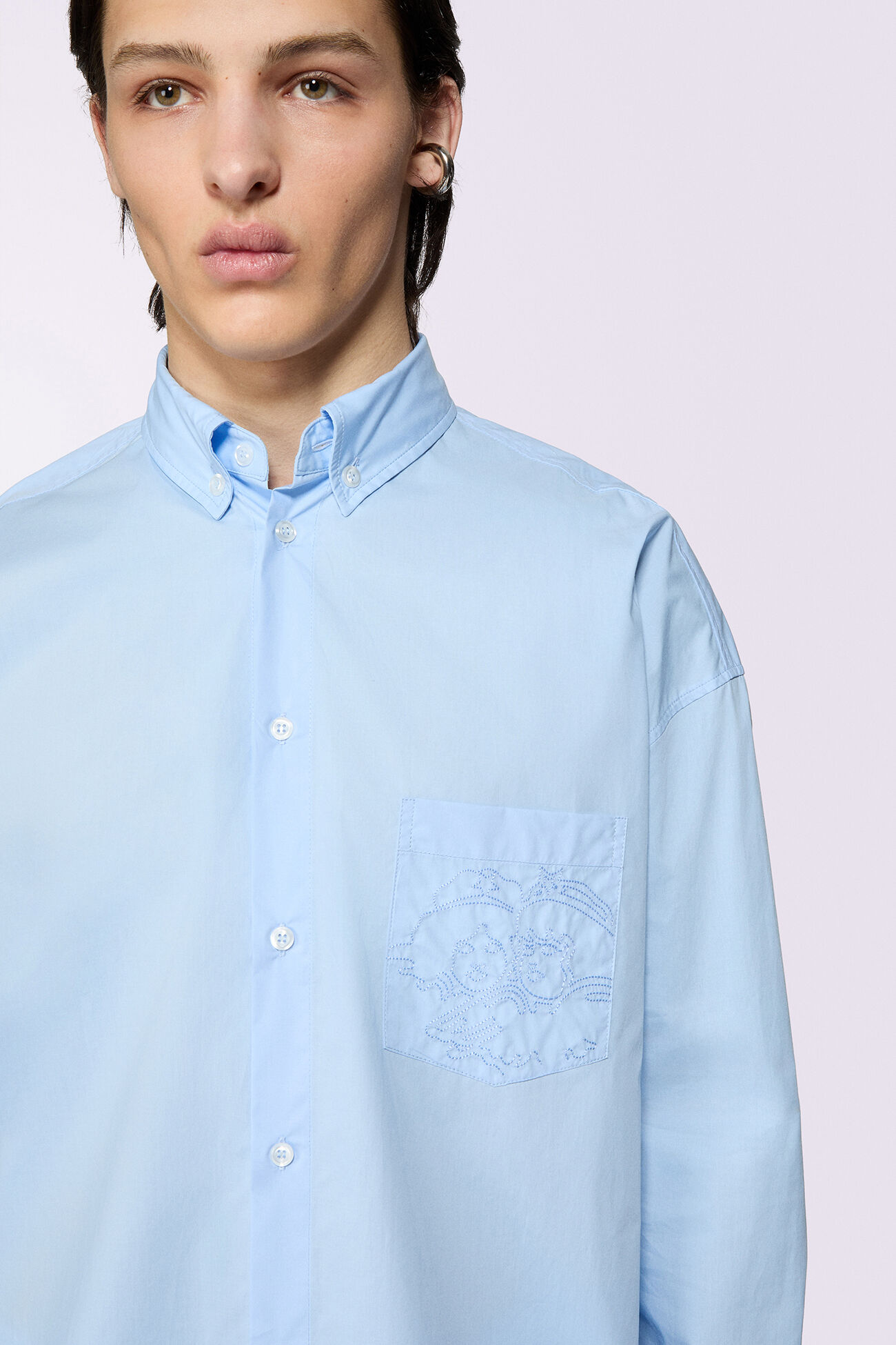 Unisex Embroidered Angels Shirt Blue