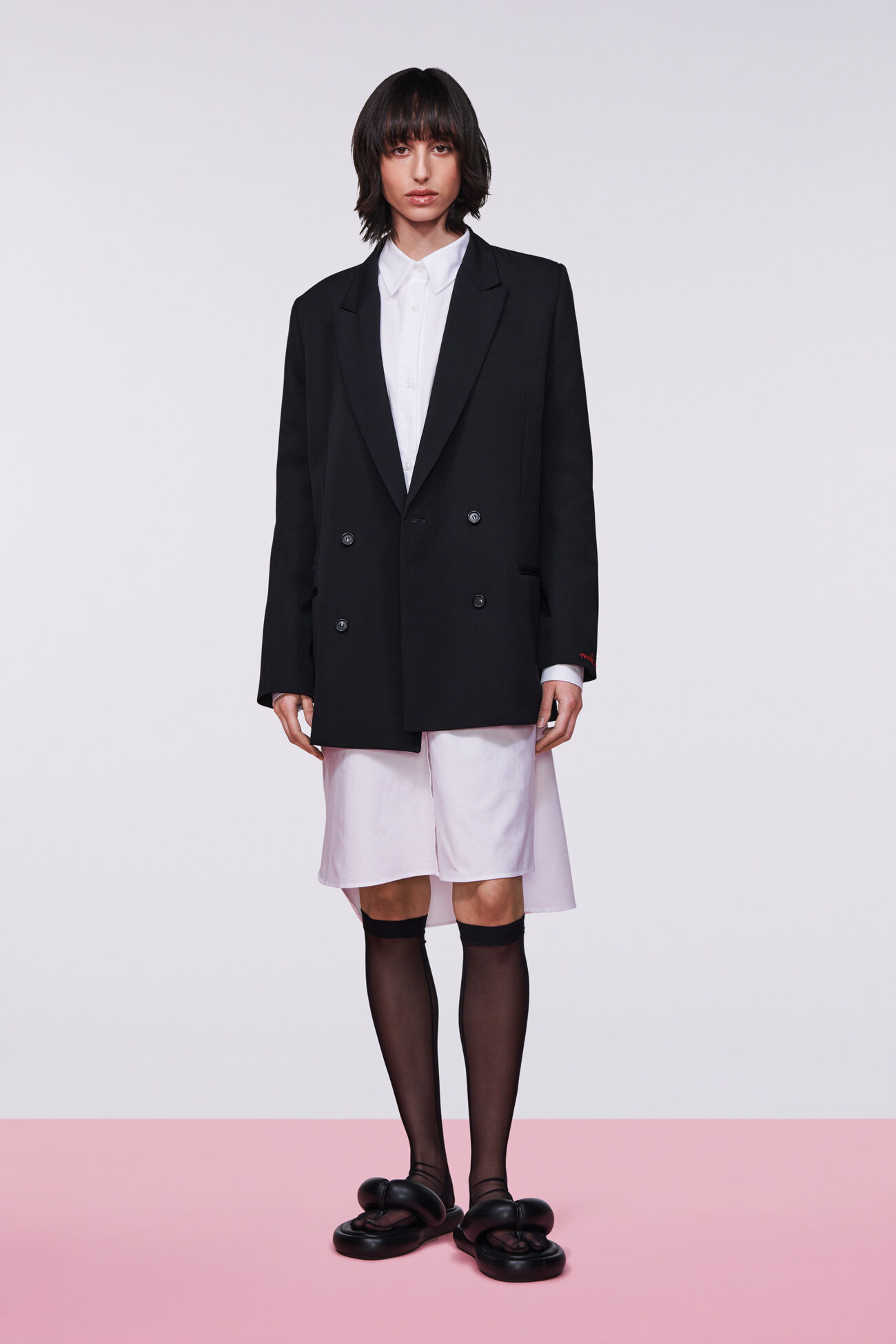Double Breasted Patch Blazer Black