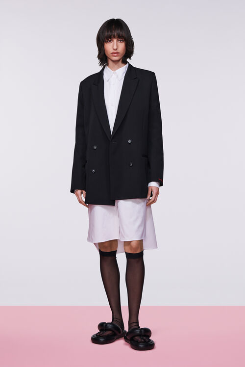 Double Breasted Patch Blazer Black