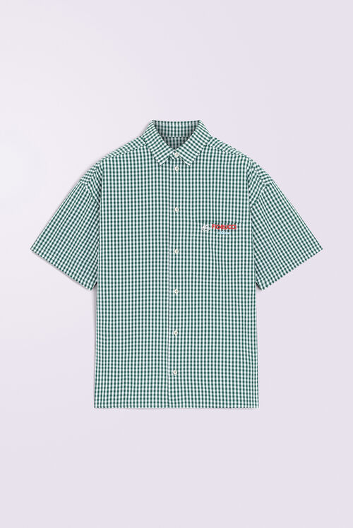 Gingham Logo Bowling Shirt Green