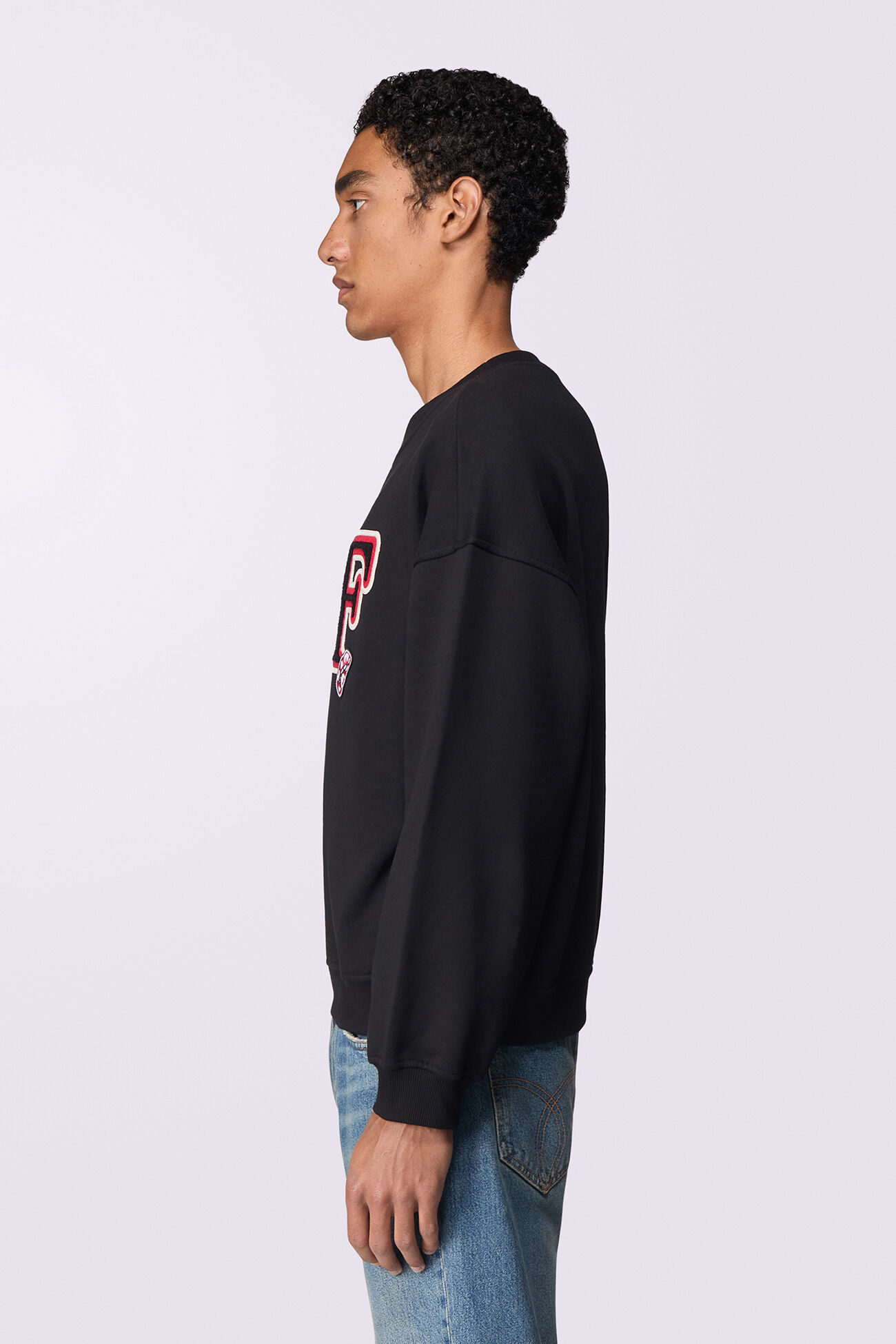 Unisex Varsity Patch Sweatshirt Black