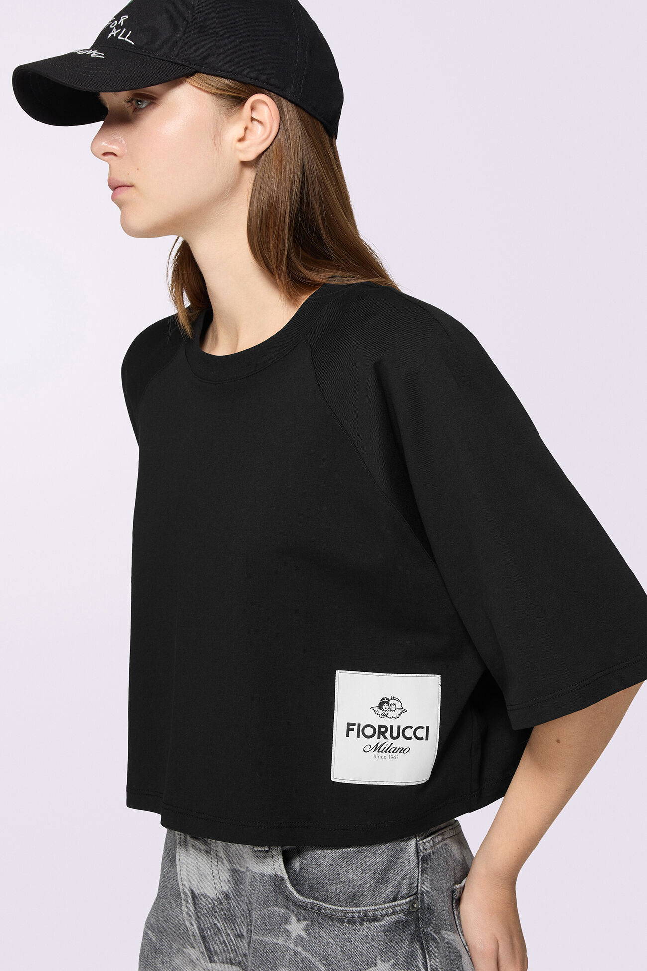 Logo Patch Crop T-Shirt Black