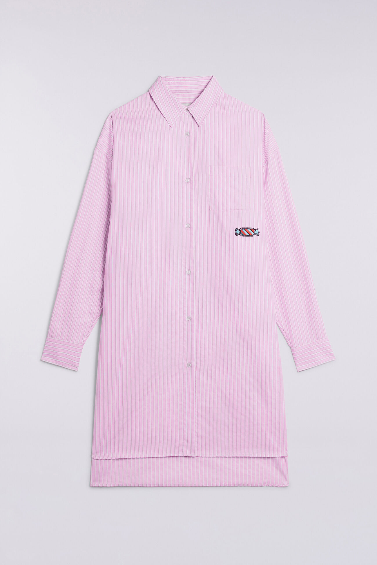 Stripe Midi Shirt Dress Pink
