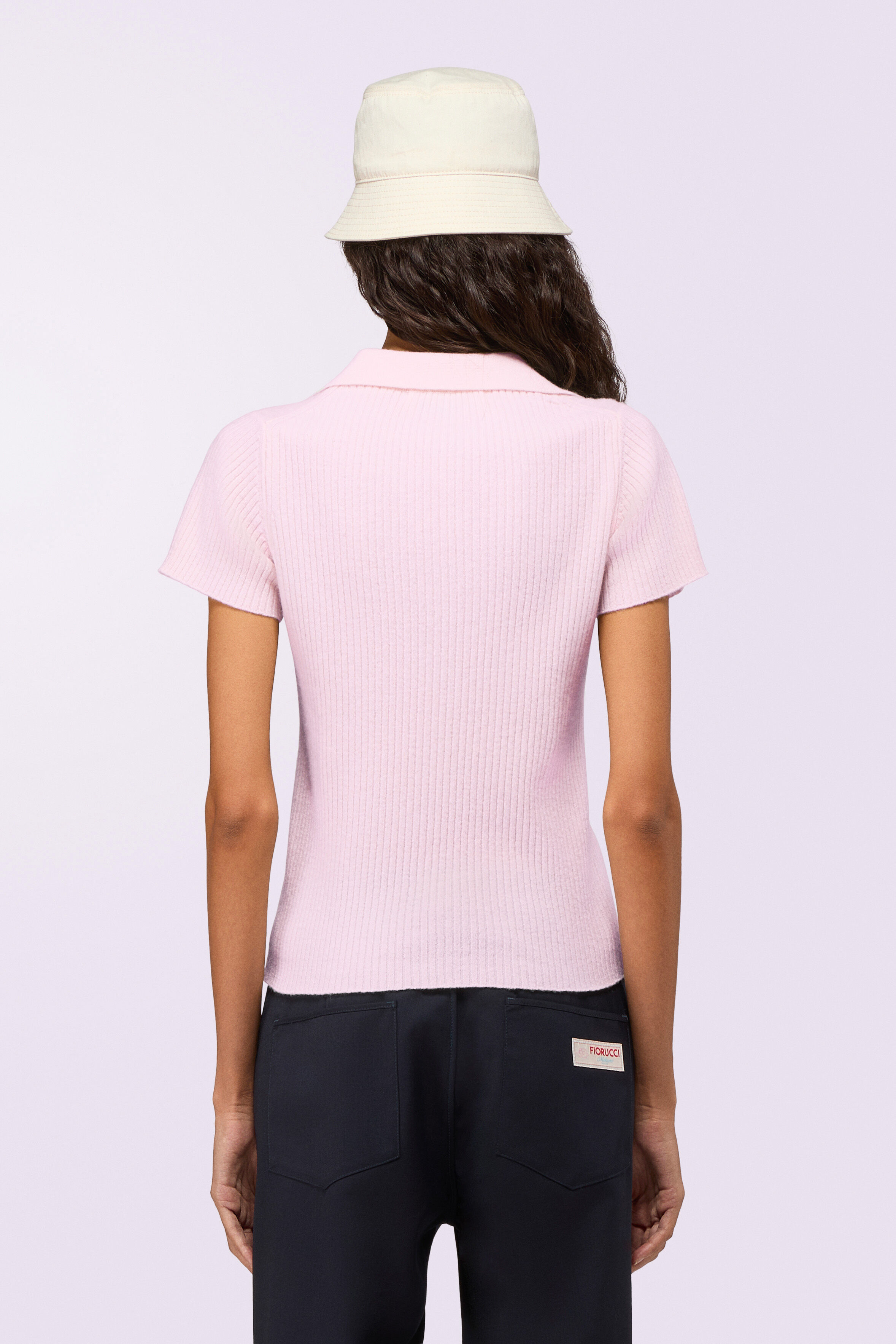 Embroidered Knit Polo Shirt Pink