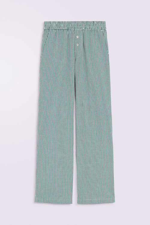 Unisex Gingham Logo Trousers Green