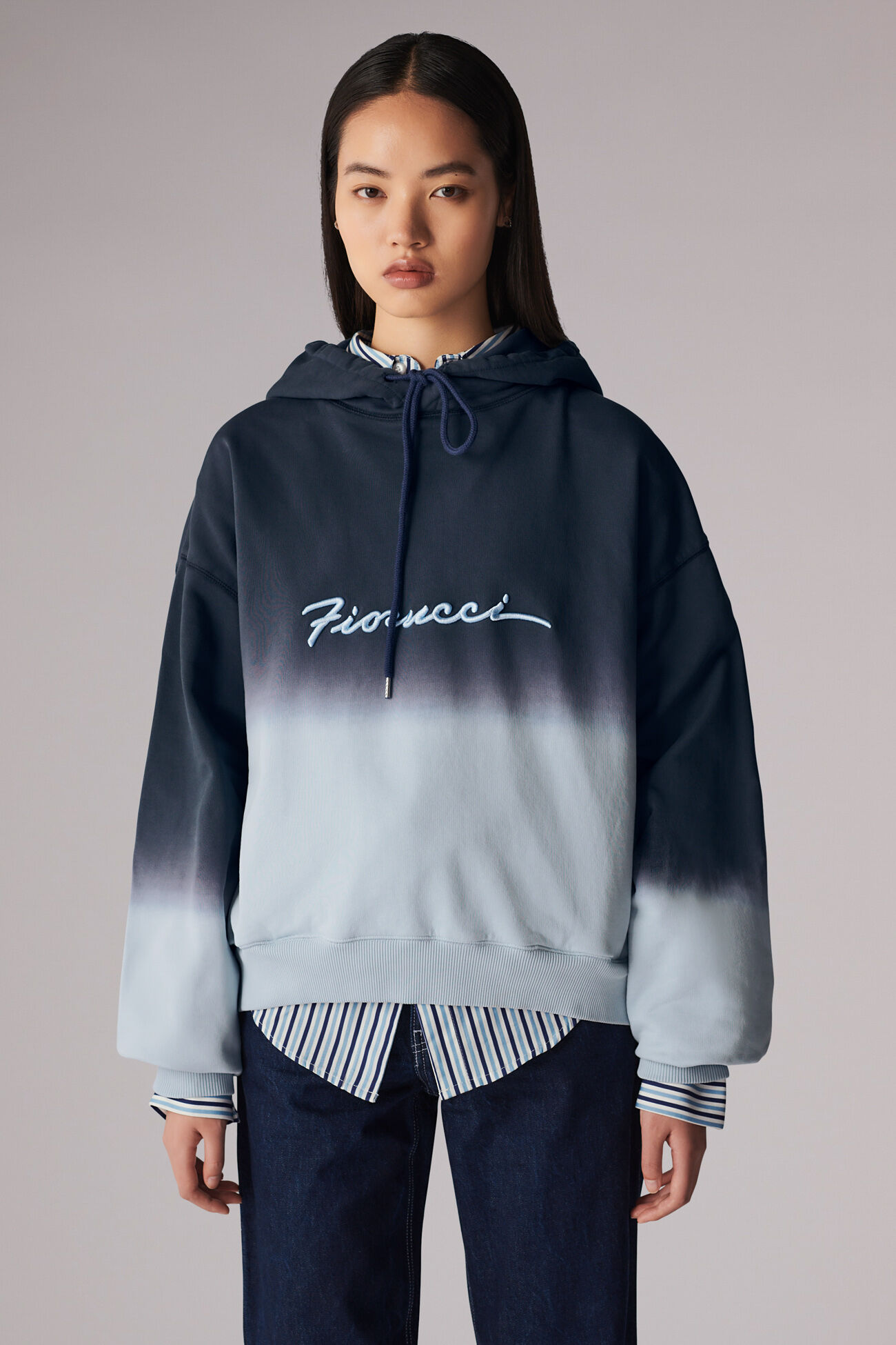 Ombre Squiggle Logo Hoodie Blue