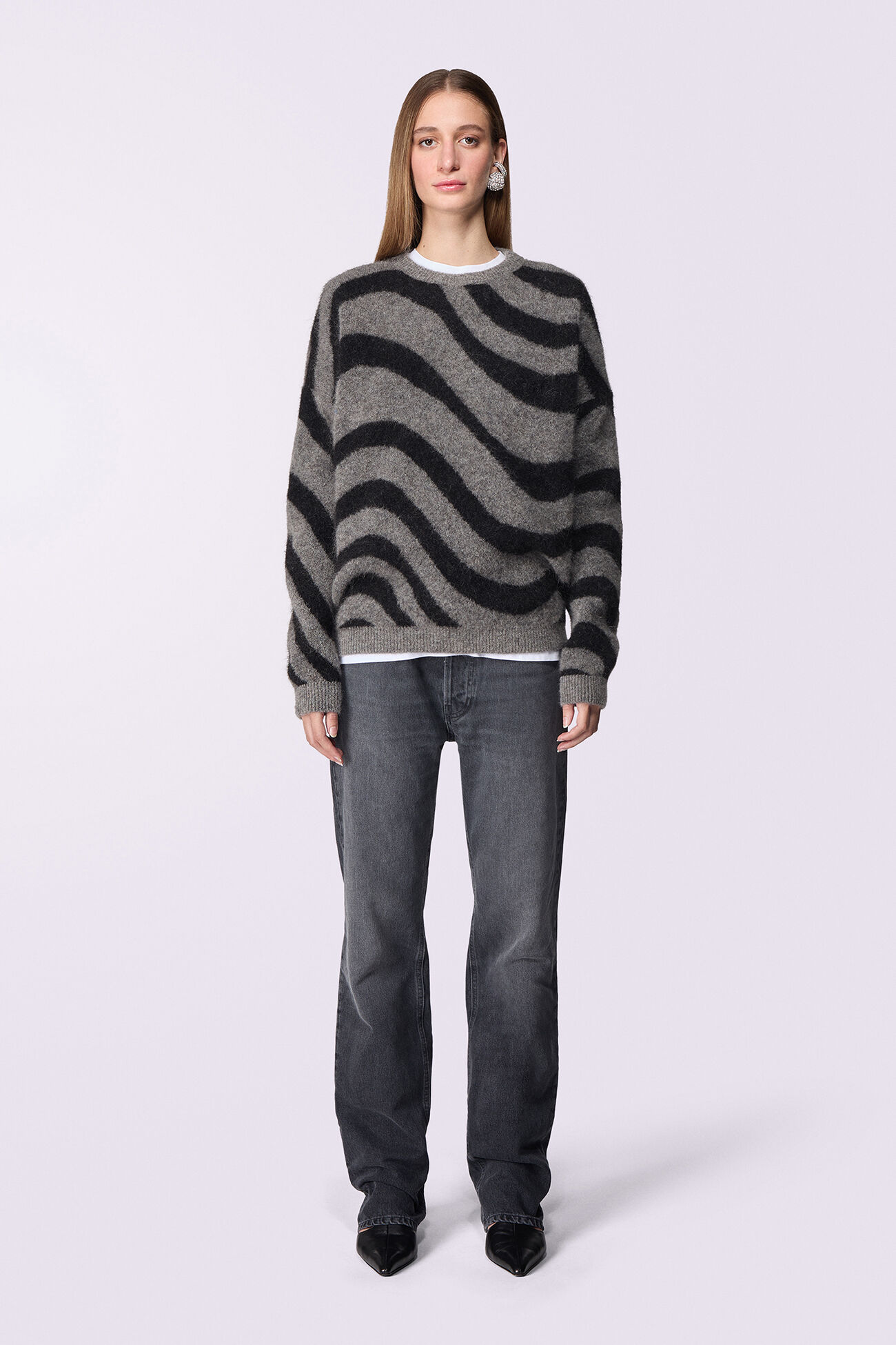 Unisex Candy Stripe Knit Jumper Black