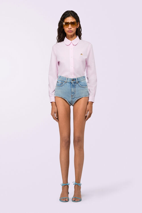 Angels Patch Striped Shirt Pink