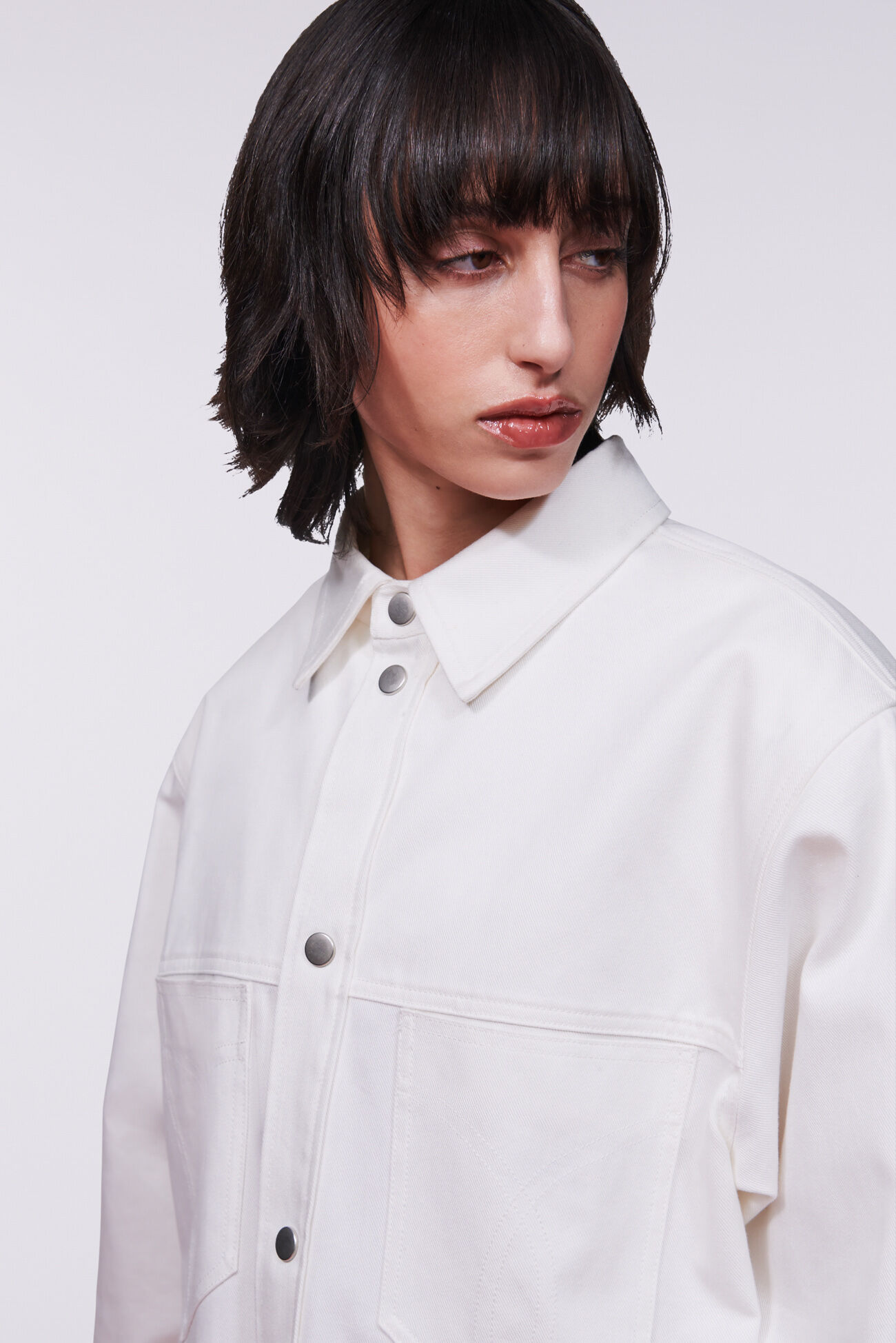 Unisex Fringe Gabardine Shirt White
