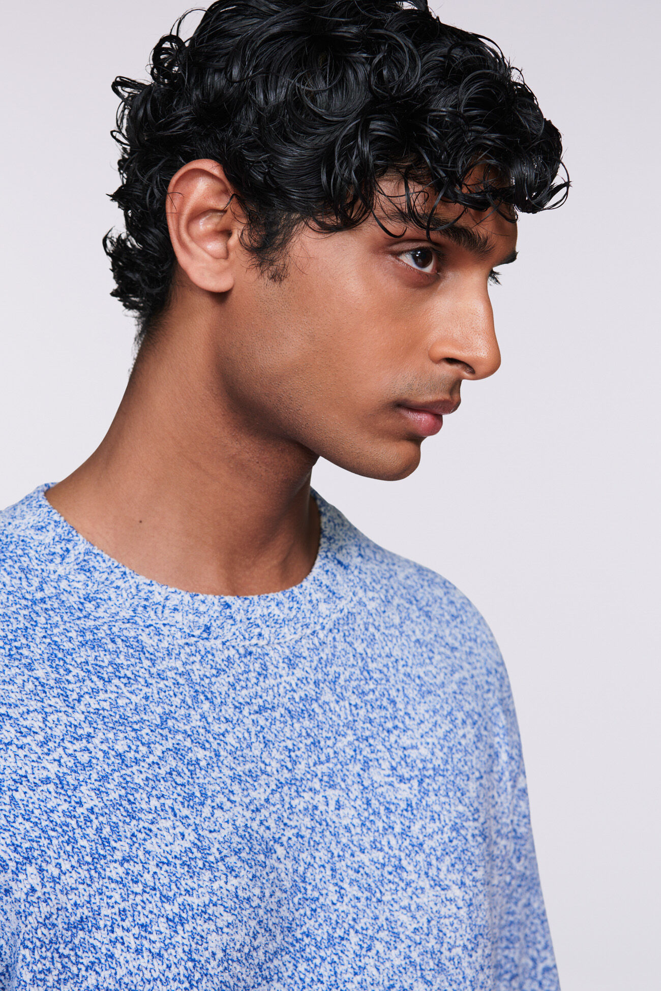 Melange Knit Jumper Blue