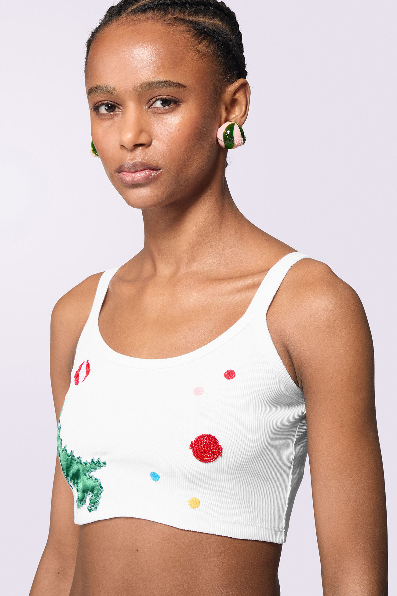 Dinosaur Crop Tank Top White