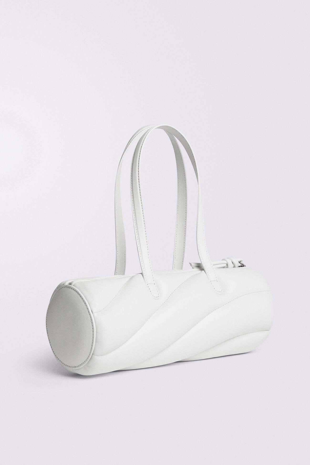 Mella Leather Baguette Bag White