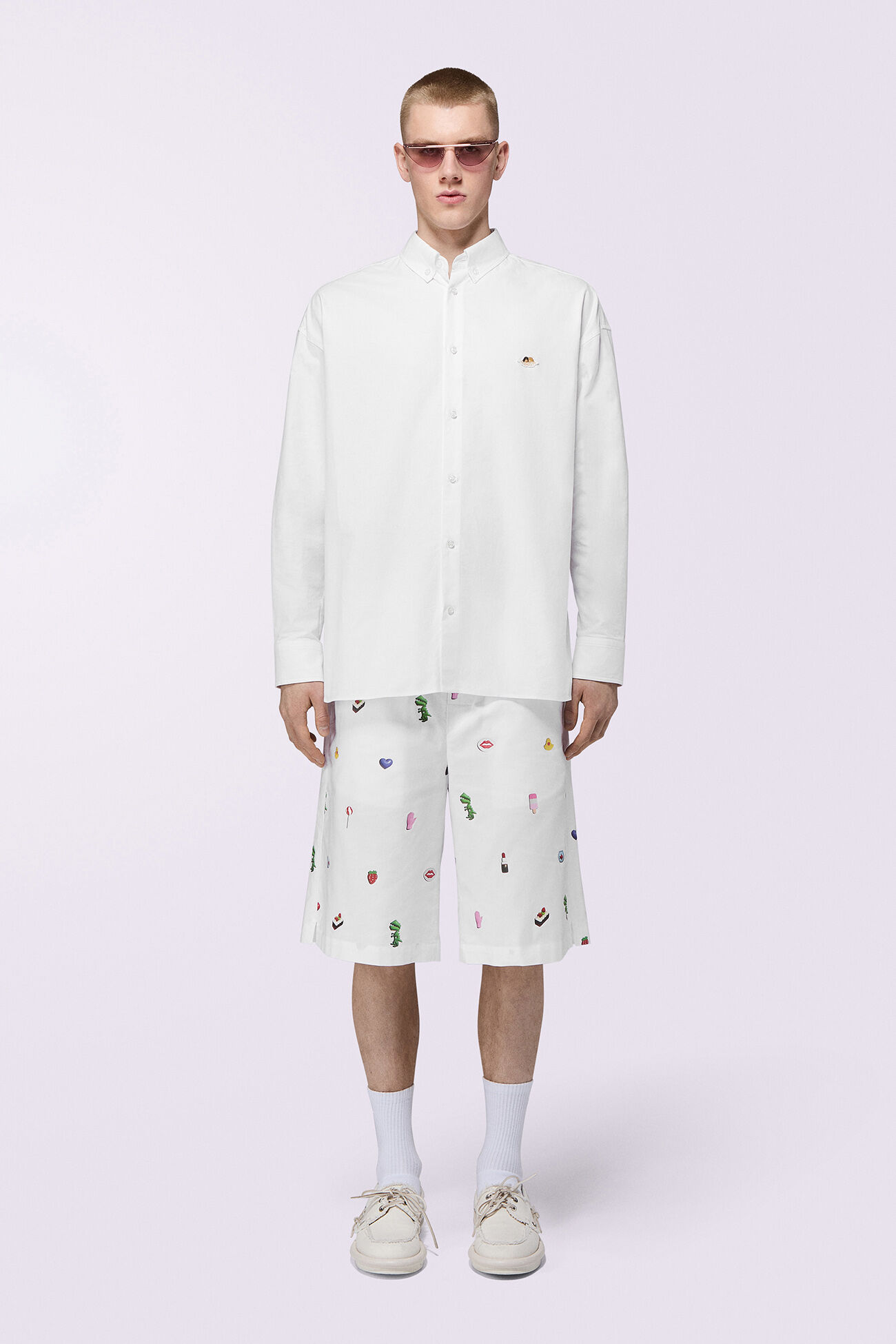 Charm Print Shorts White