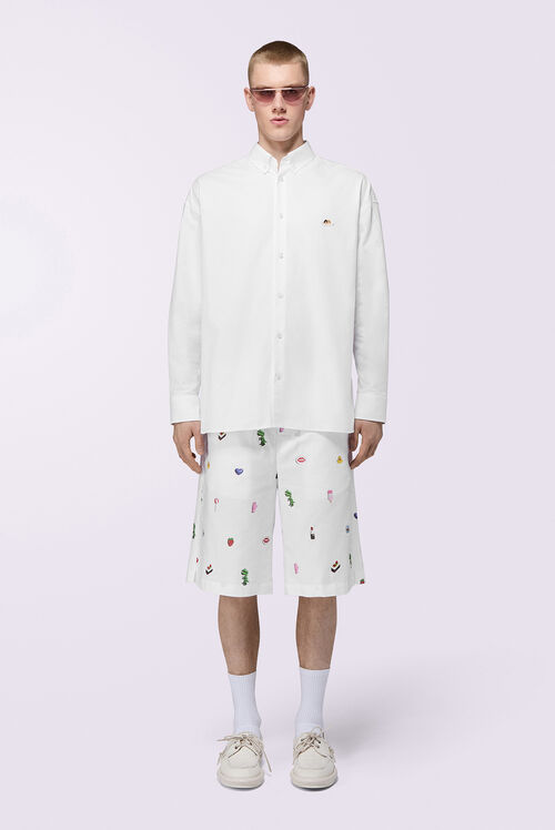 Charm Print Shorts White