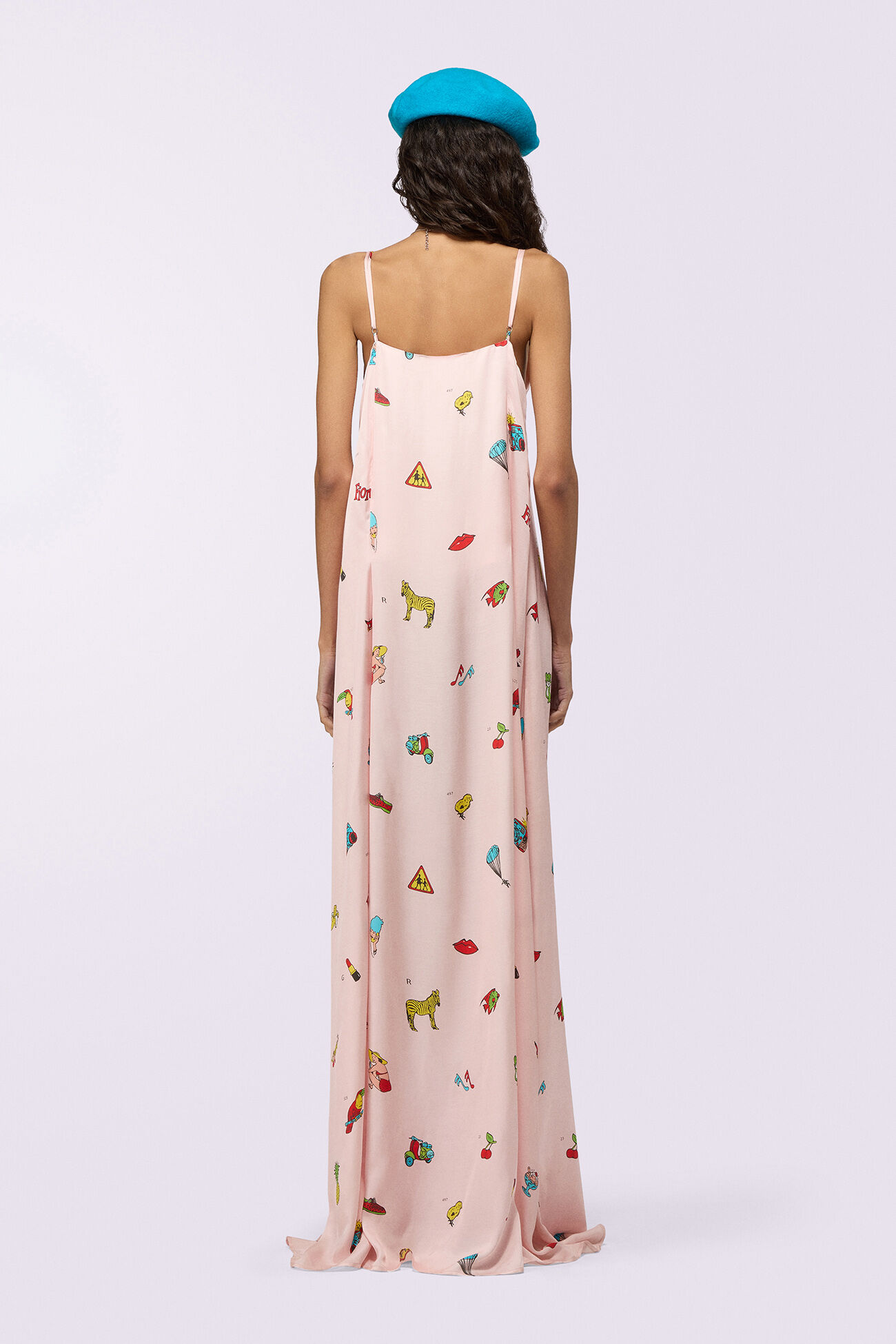 Toys Print Slip Maxi Dress Pink