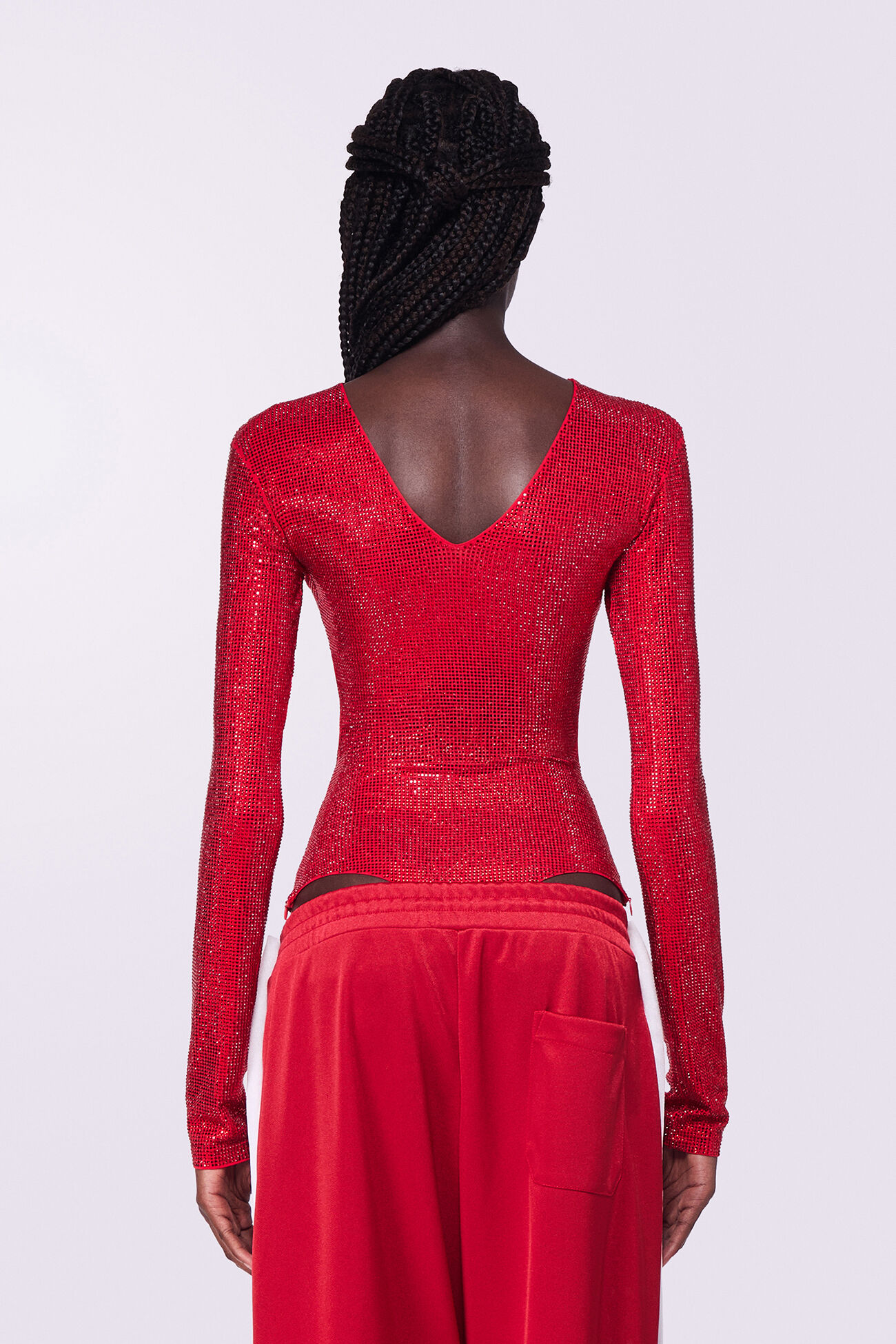 Rhinestone Bodysuit Red