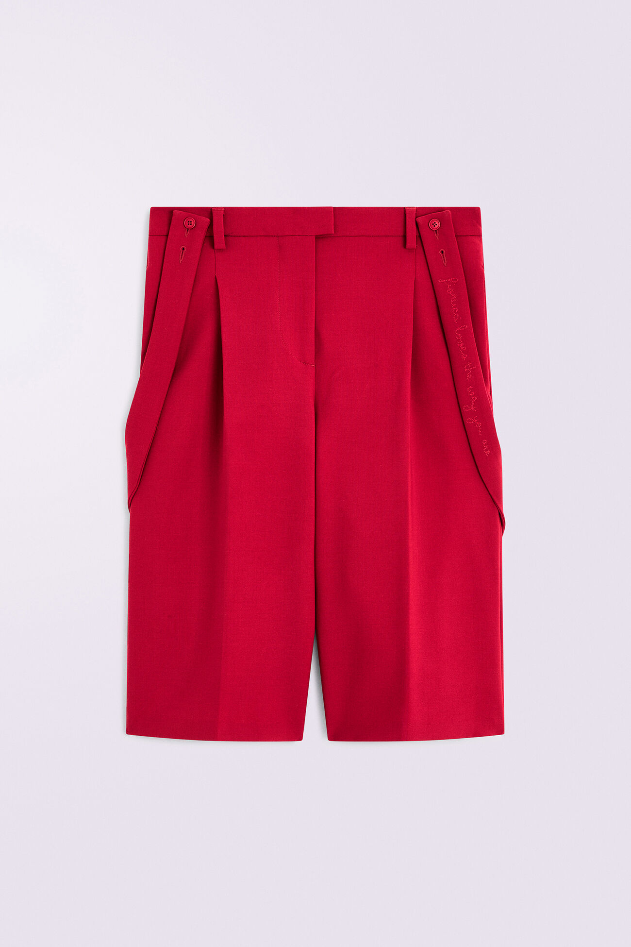 Embroidered Suspender Shorts Red