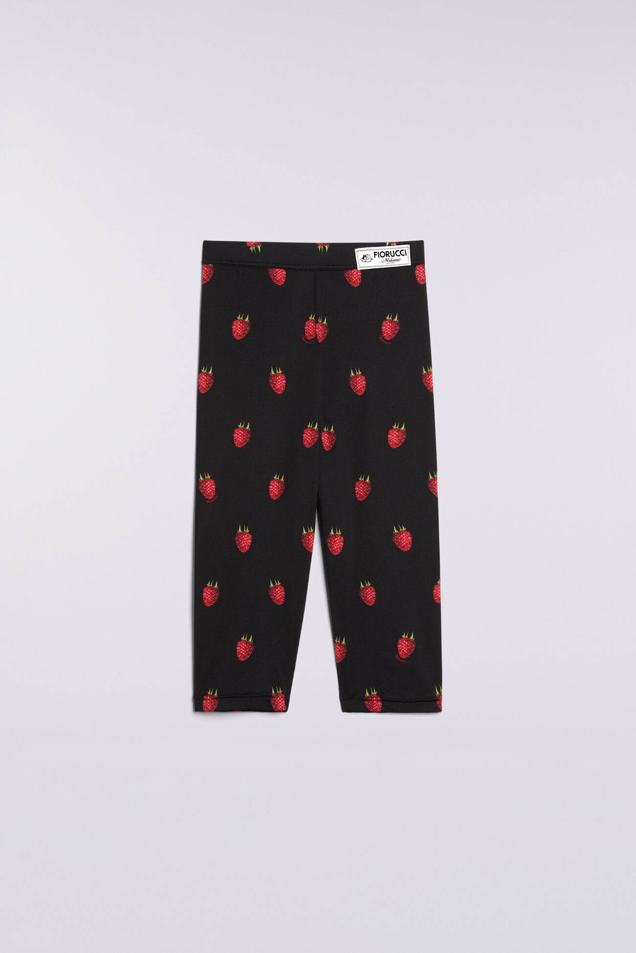 Raspberry Print Biker Shorts Black