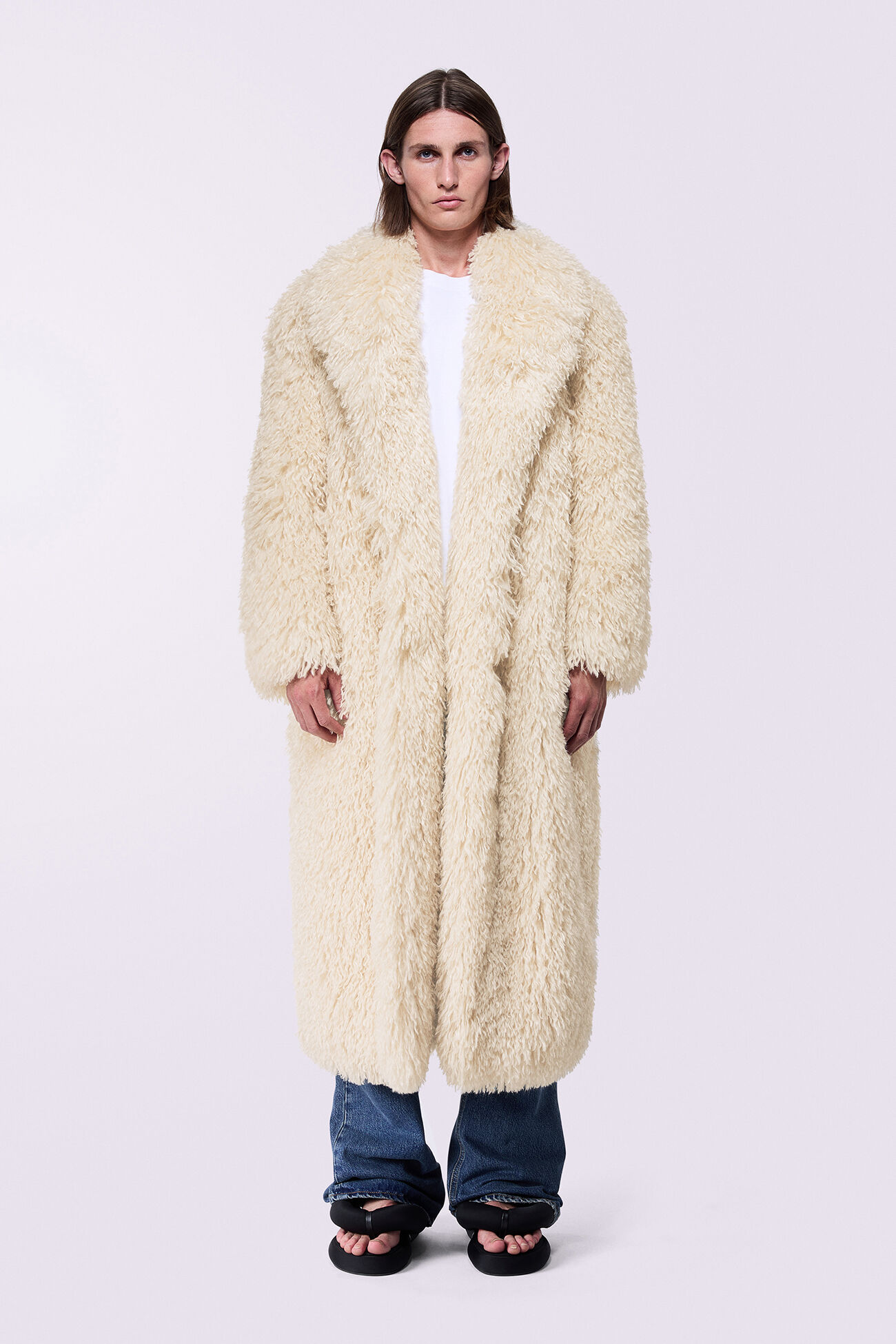 Unisex Faux Fur Coat Cream