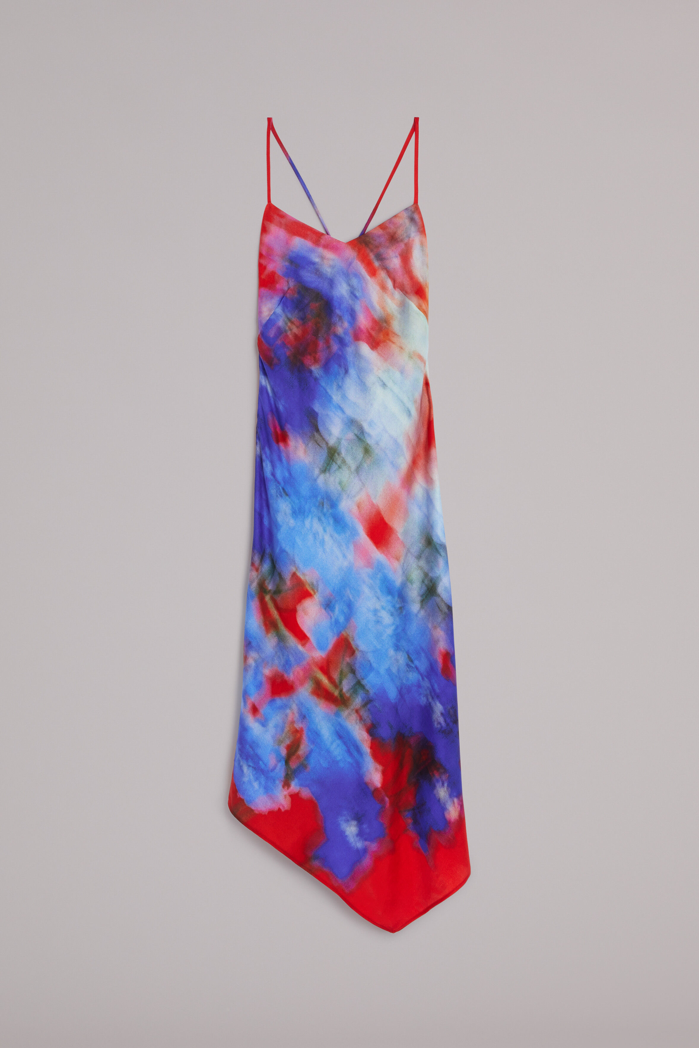 Flower Blur Midi Dress Red