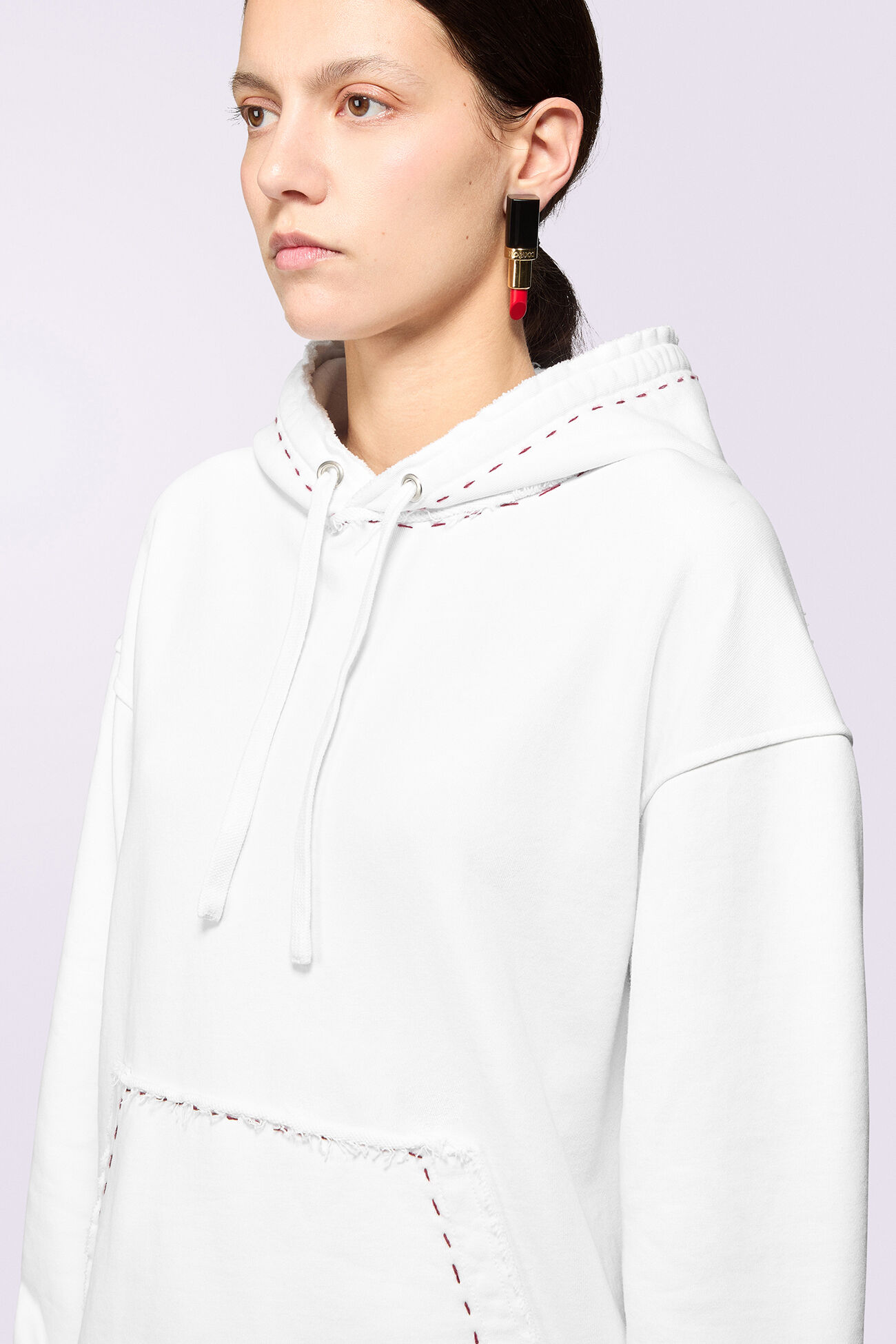 Stitch Logo Hoodie White