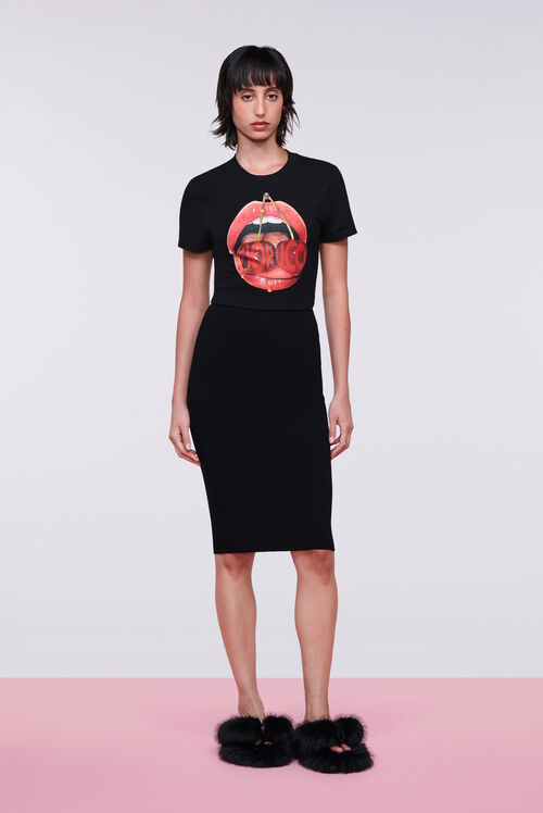 Cherry Mouth Graphic Baby T-Shirt Black