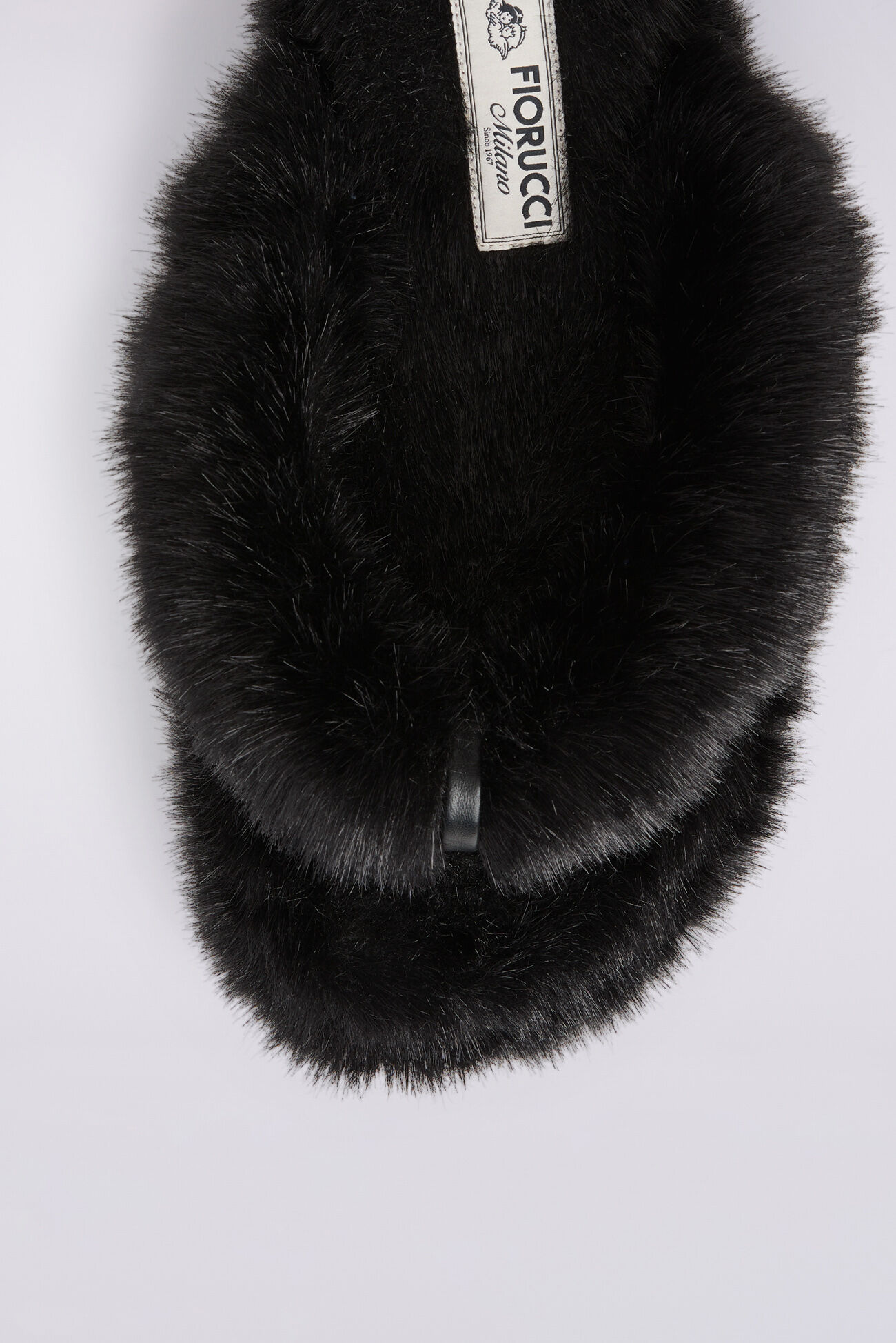 Faux Fur Fluff Flops Black