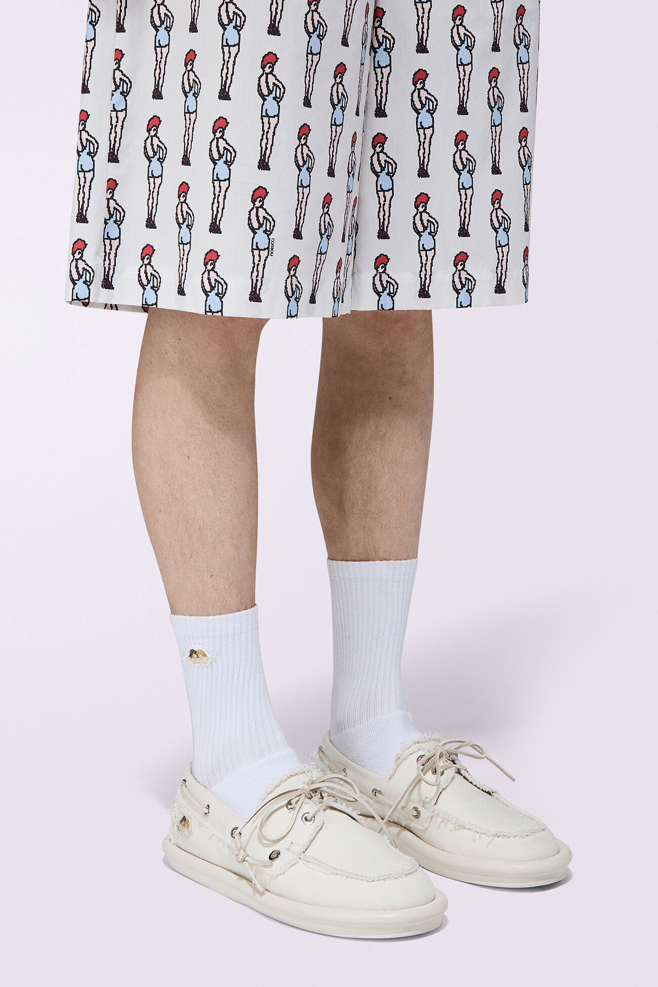 Men's Angels Patch Boat Shoes White