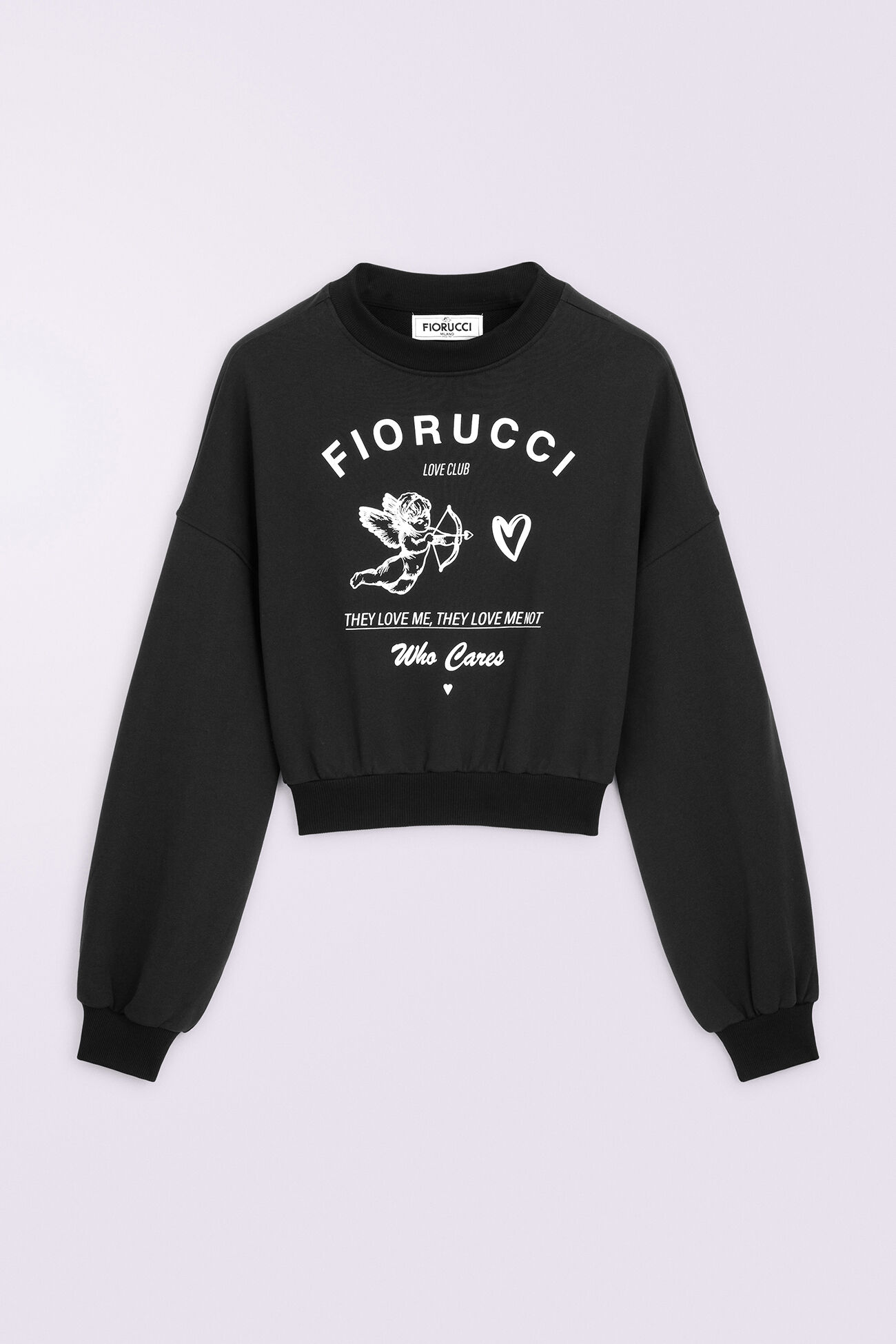 Cupid Love Club Crop Sweatshirt Black