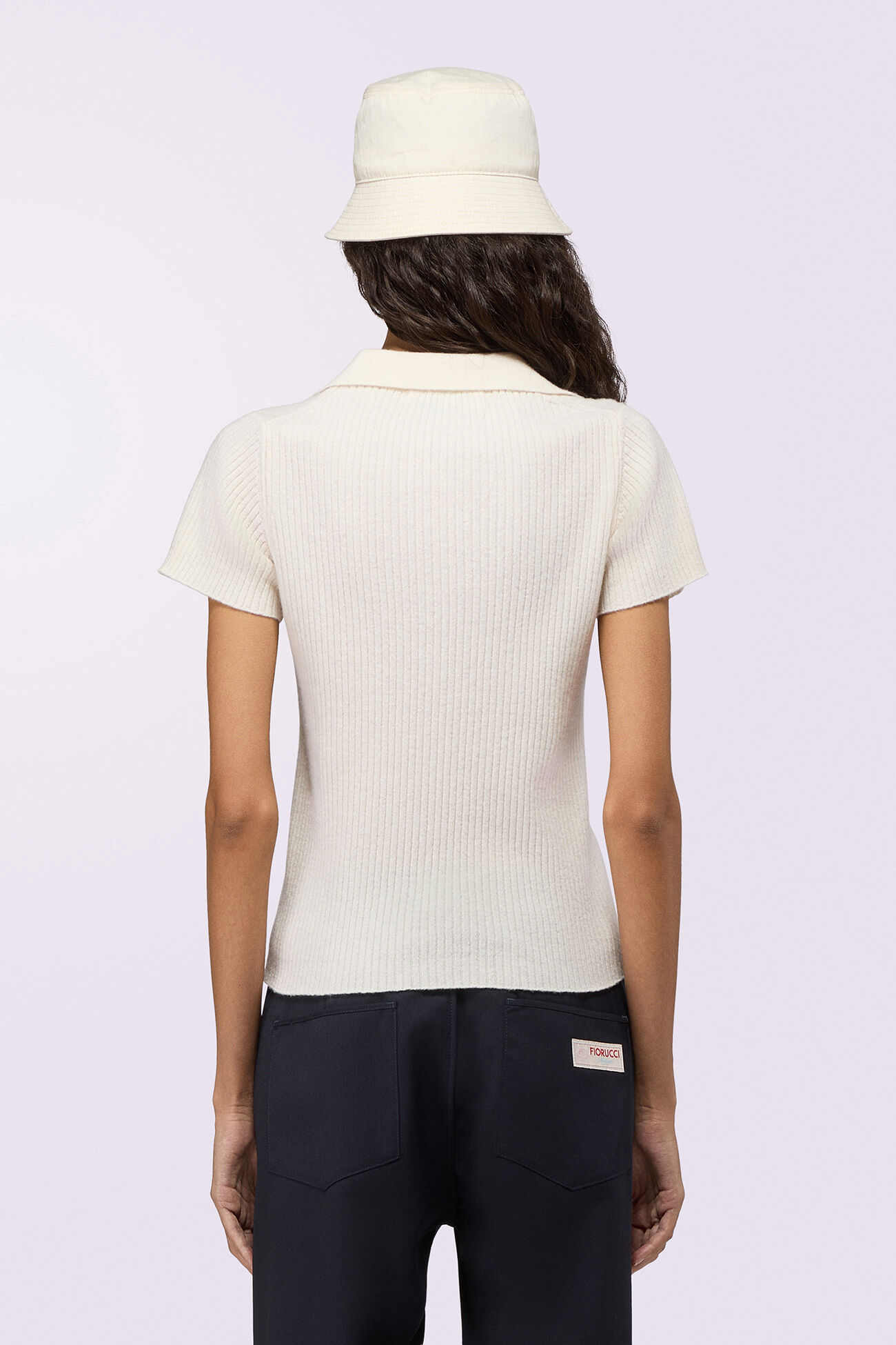 Embroidered Knit Polo Shirt Cream
