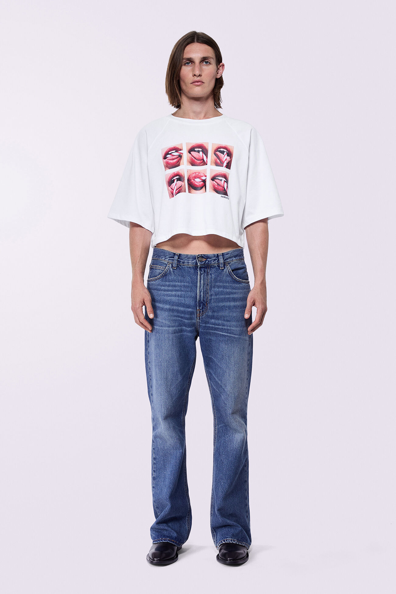 Unisex Mouth Crop T-Shirt White