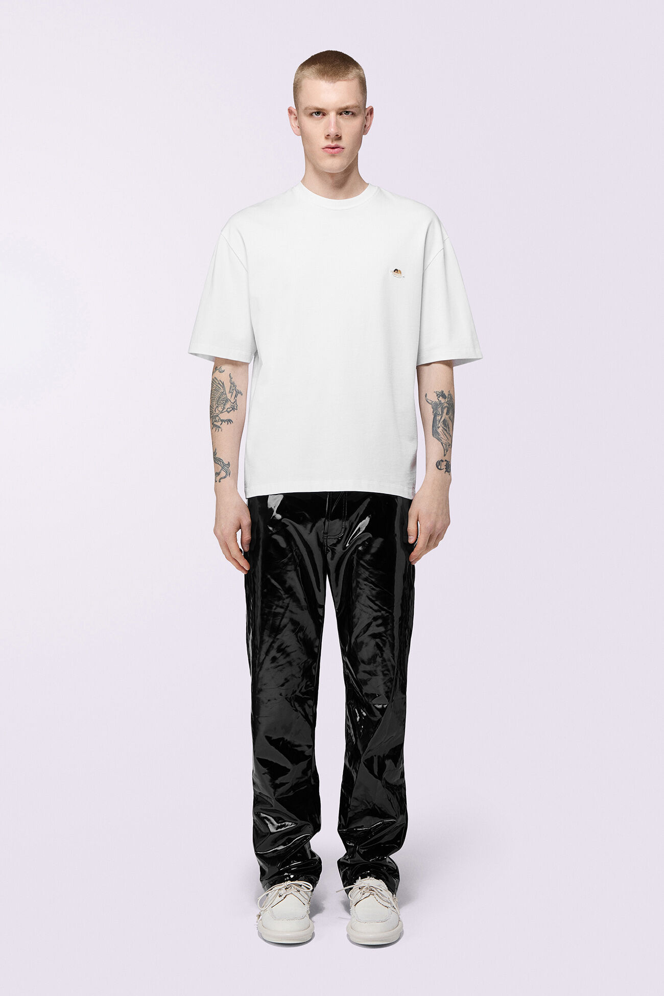 Straight Fit Vinyl Trousers Black