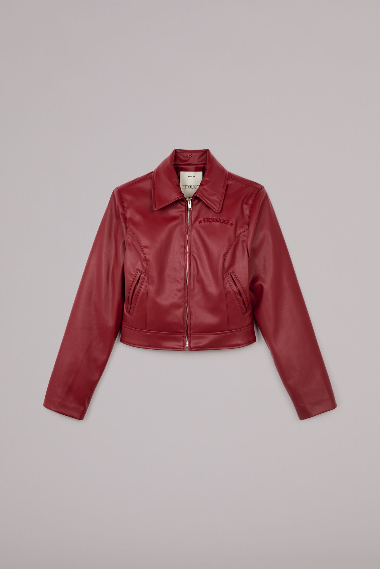Faux Leather Logo Jacket Red