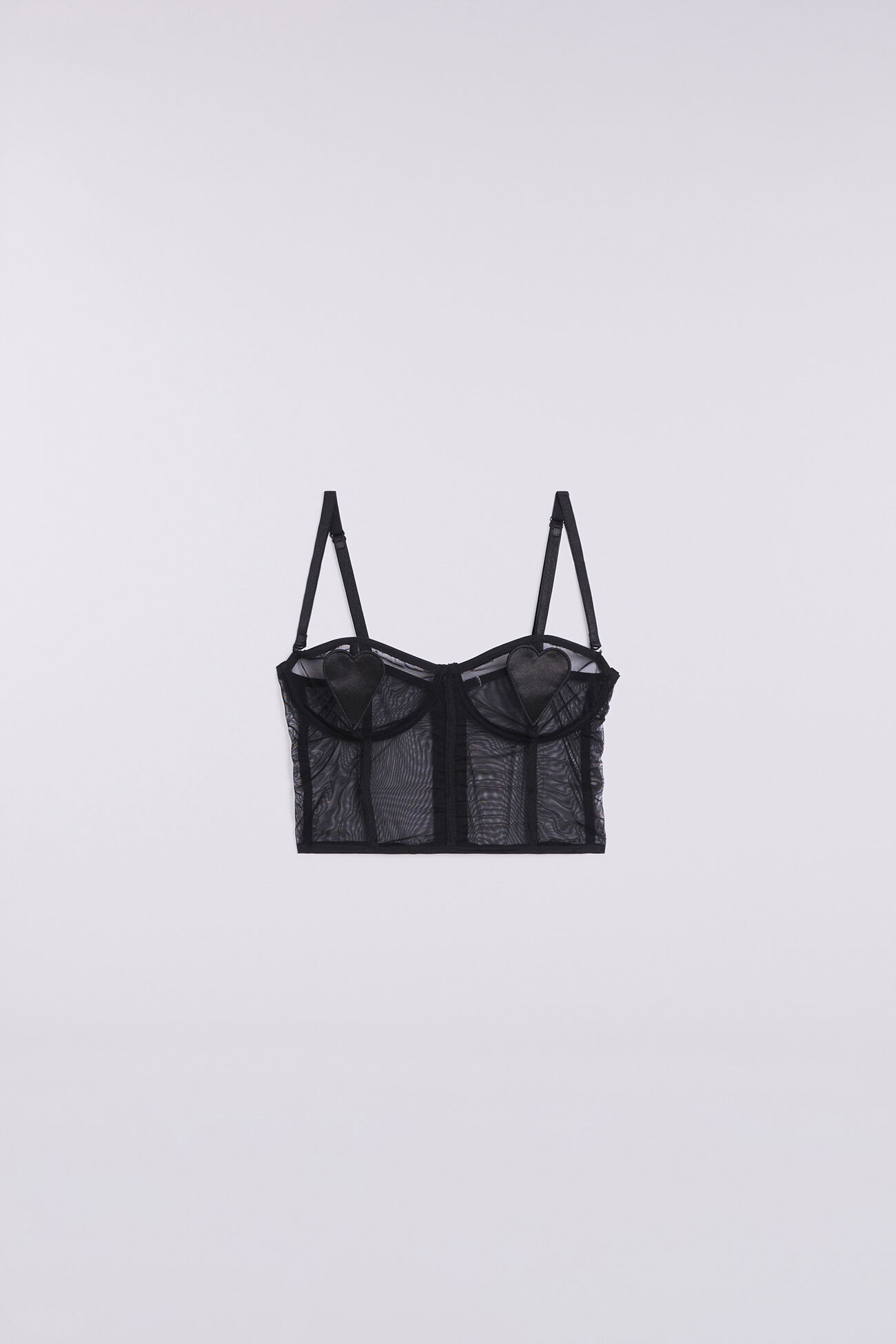 Tulle Heart Bralette Black