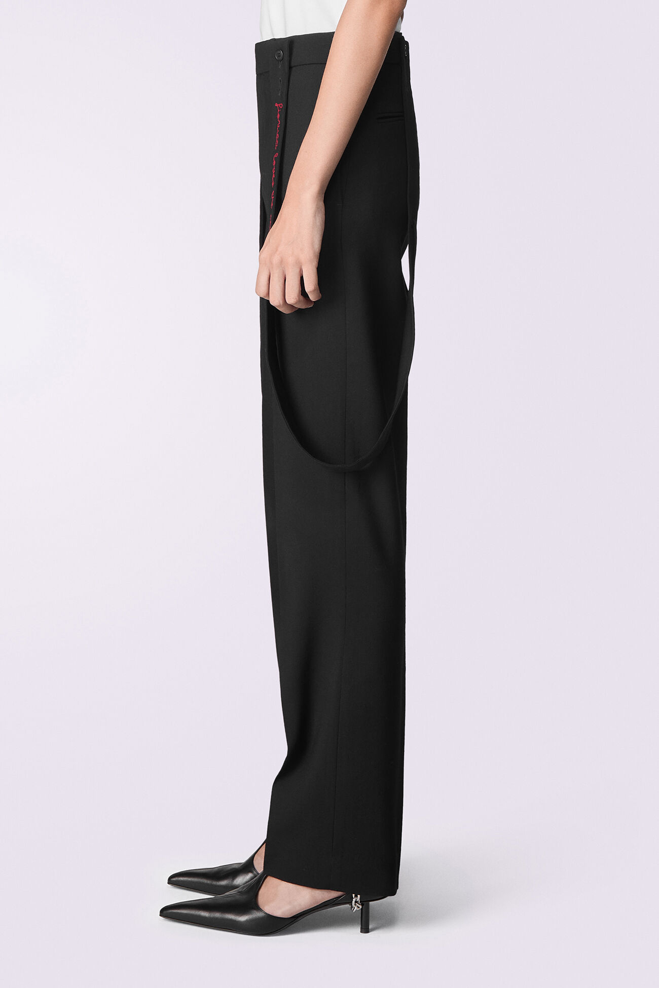 Embroidered Suspender Trousers Black