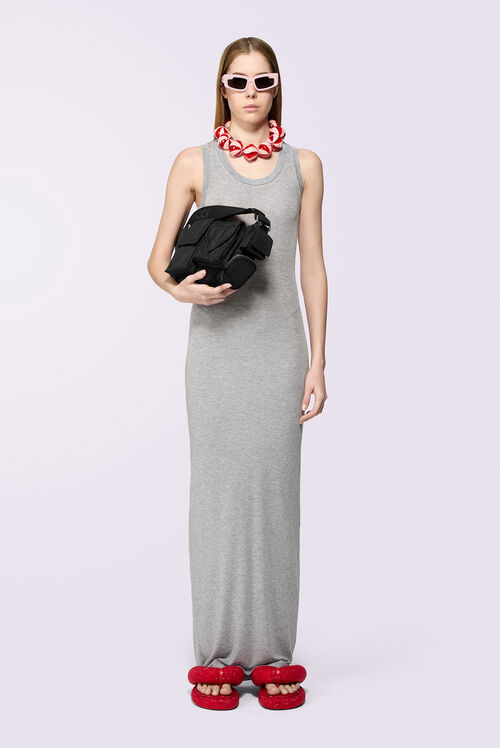 Label Jersey Maxi Dress Grey