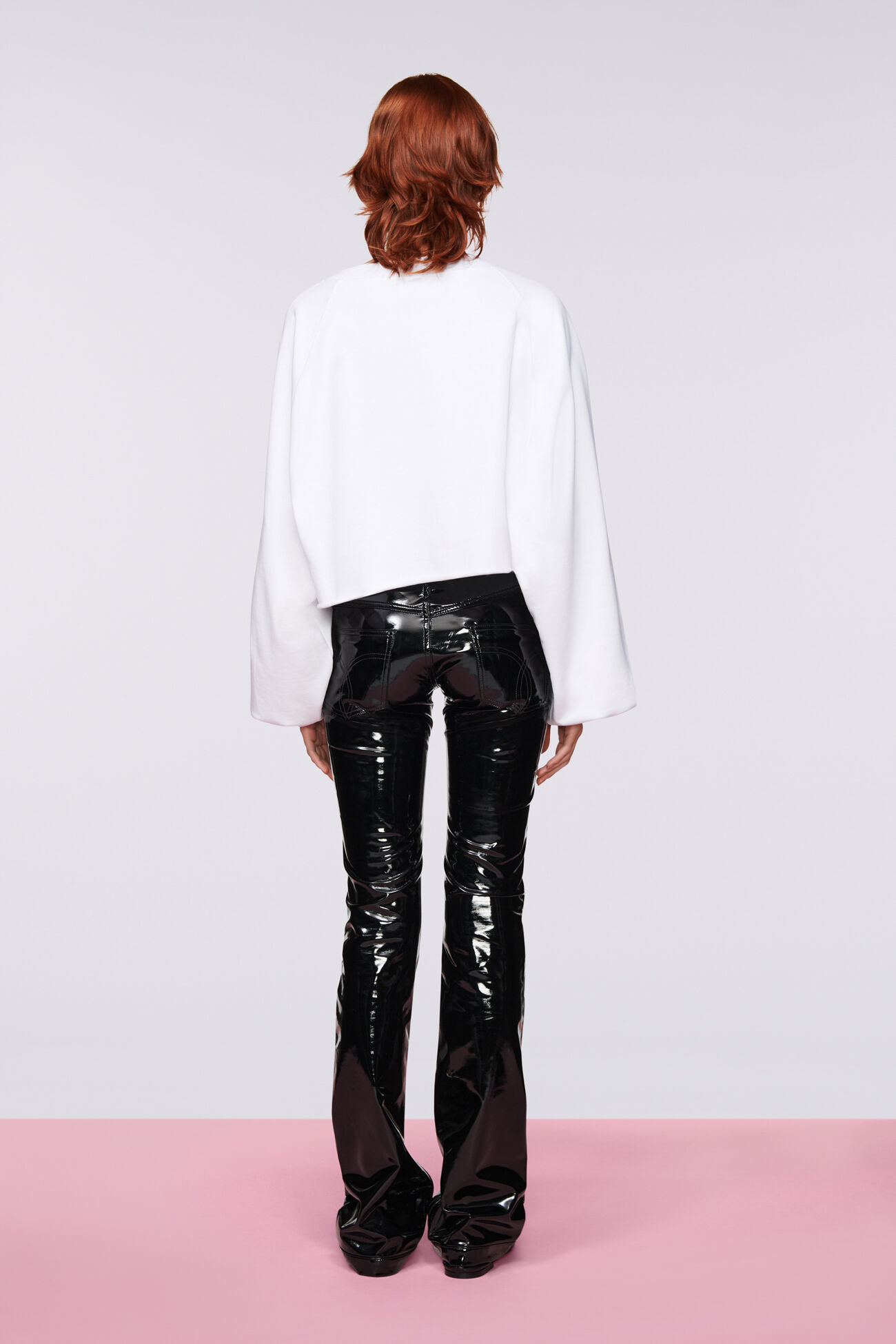 Vinyl Bootcut Trousers Black