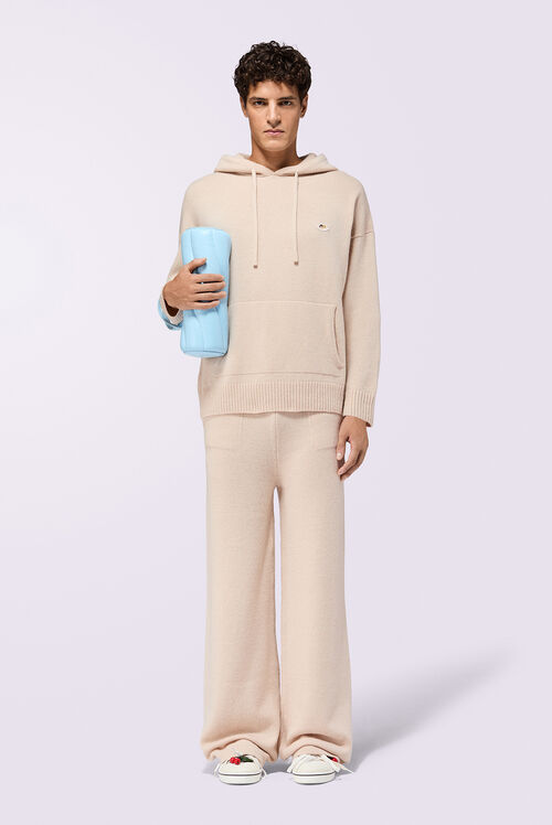 Angels Patch Knit Trousers Beige