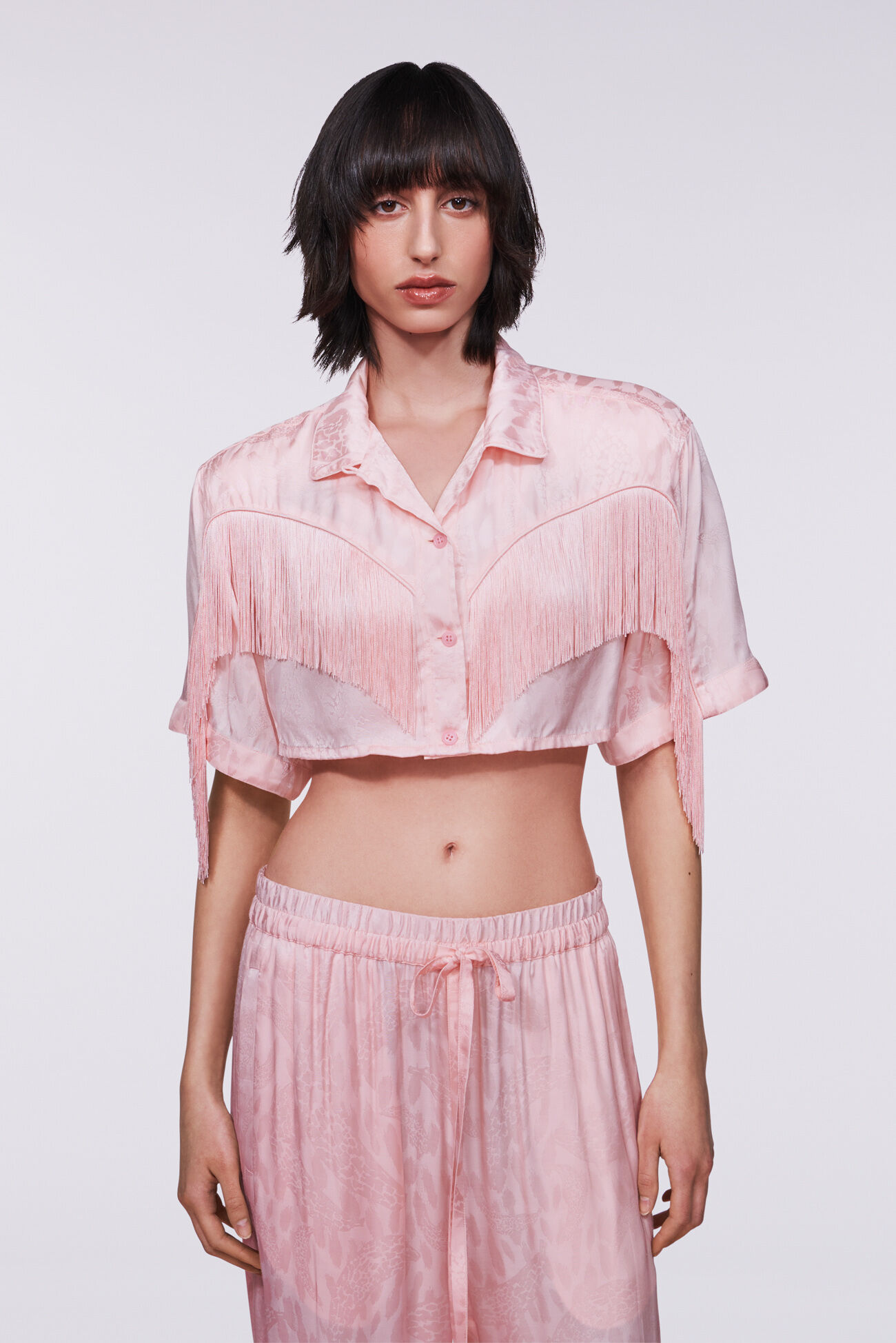 Banimalier Jacquard Fringe Shirt Pink