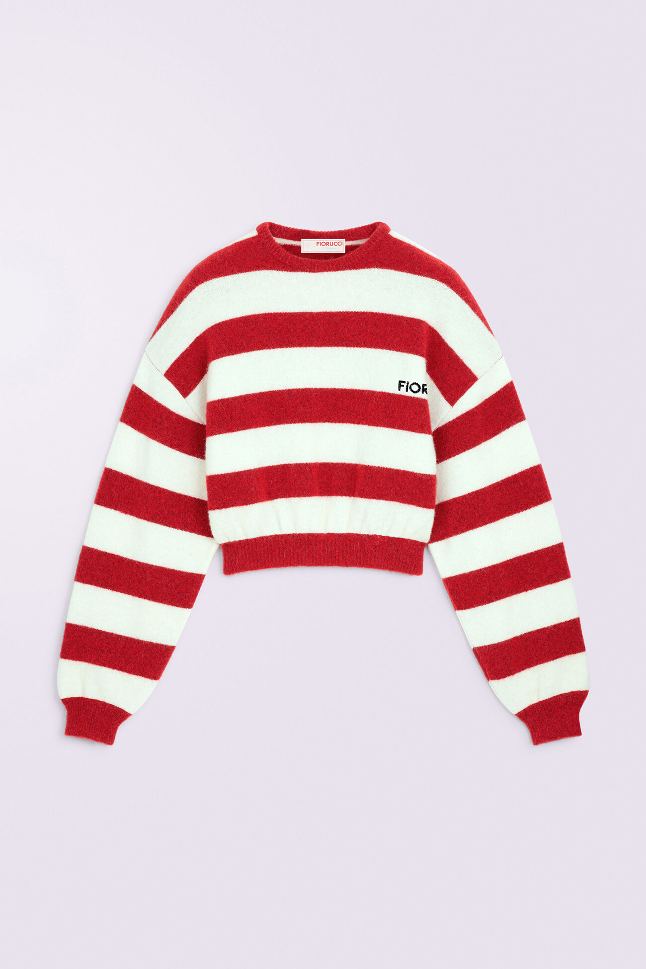 Stripe Crop Knit Jumper Red