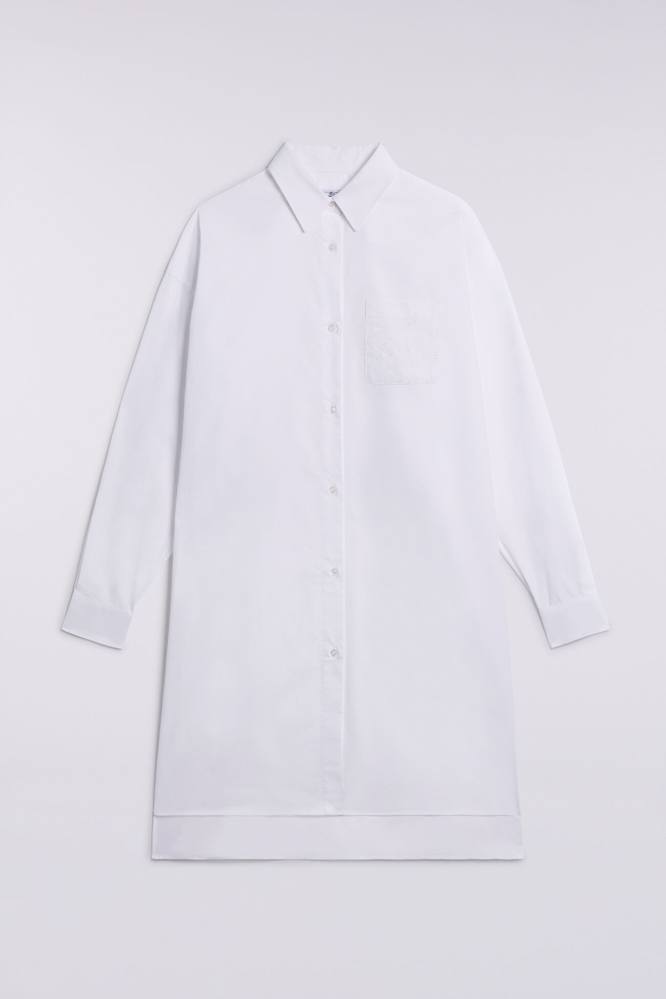 Embroidered Angels Midi Shirt Dress White
