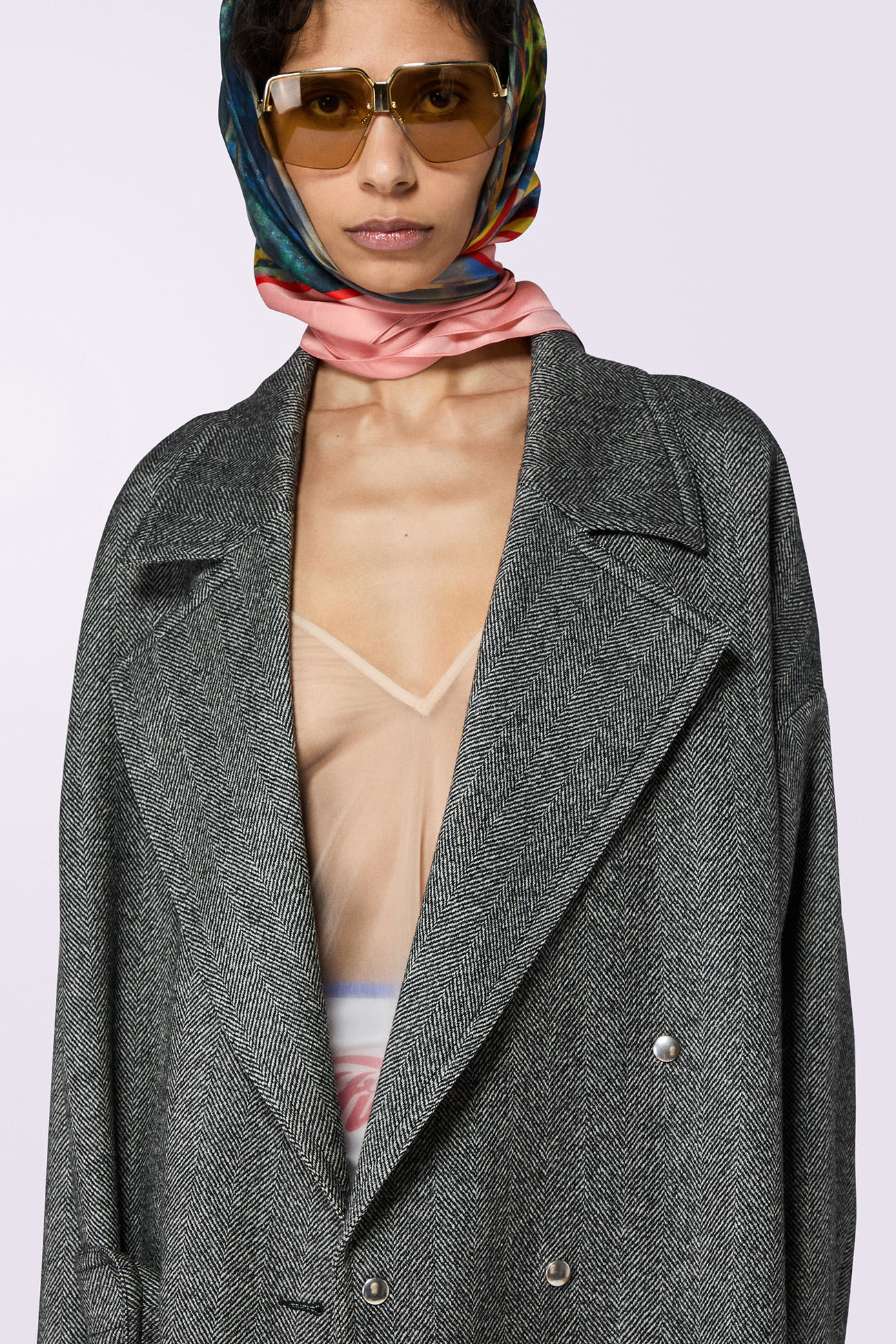 Herringbone Maxi Coat Gray